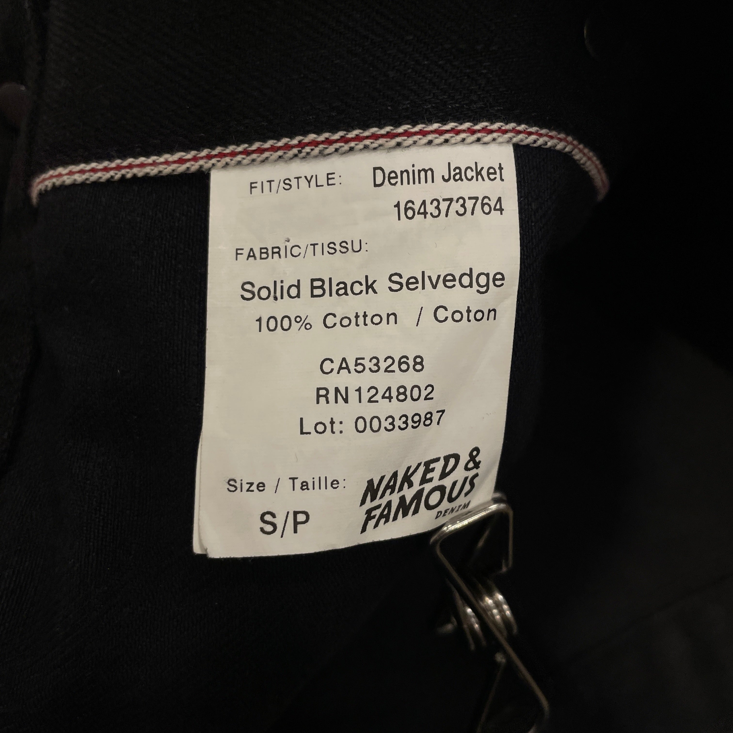 NAKED & FAMOUS DENIM/Jacket/S/Denim/BLK/leather tag view 4