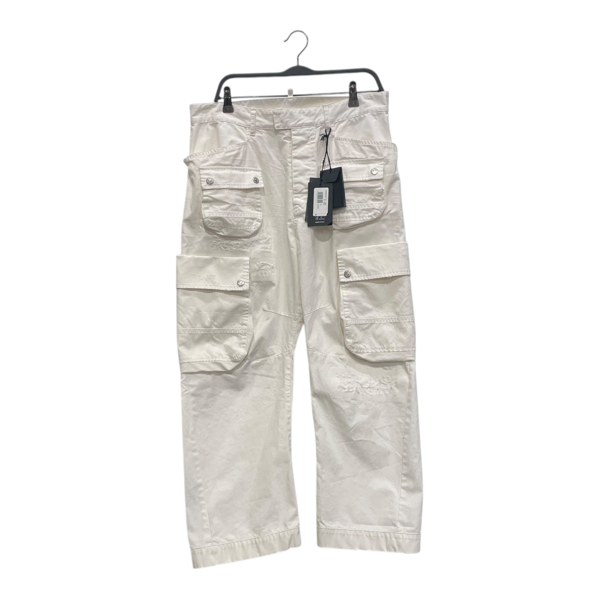 DSQUARED2/Straight Pants/48/Cotton/WHT/Button Fly/distressed cargo view 1