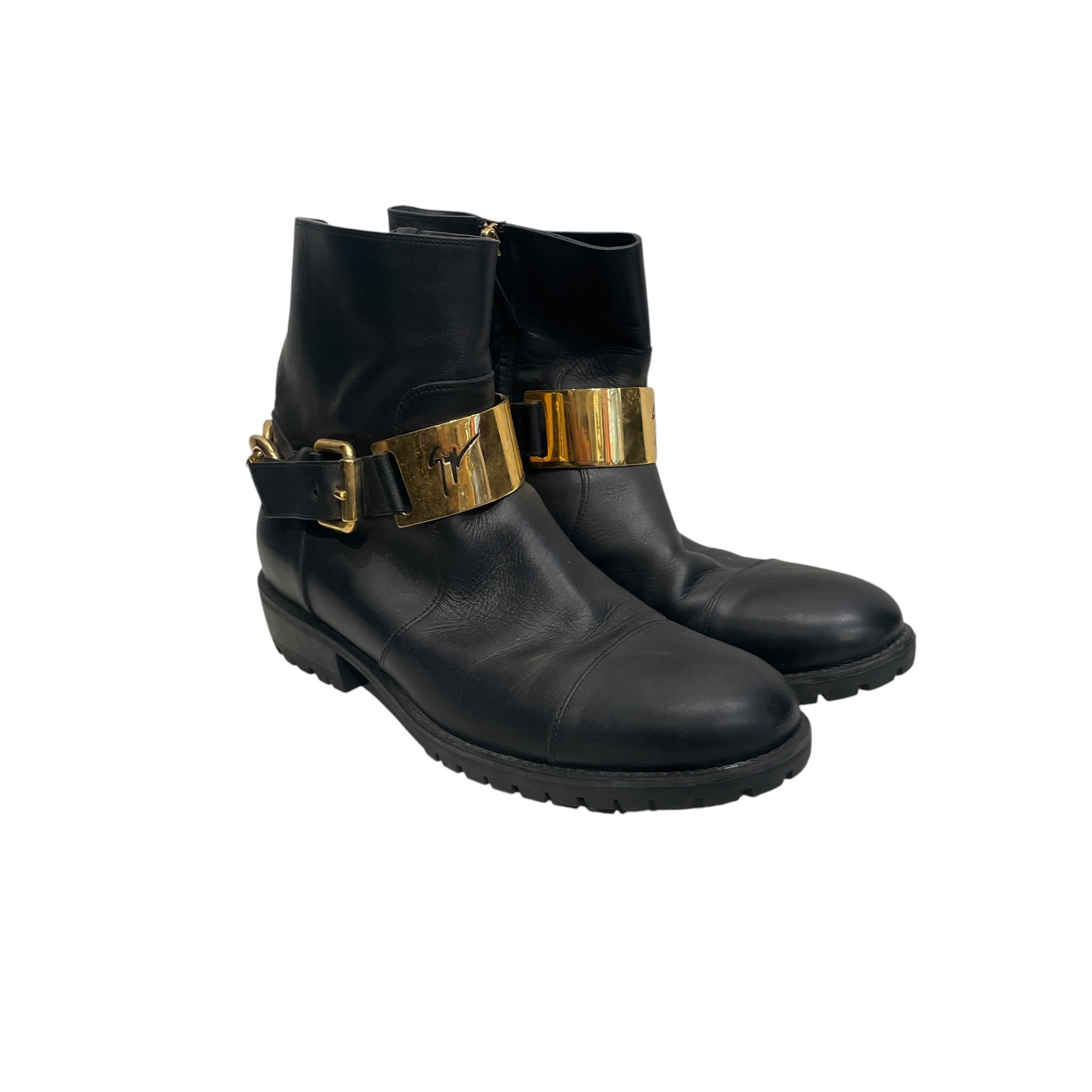 Giuseppe Zanotti/Boots/EU 41/Leather/BLK/BIG GOLD CHAIN HEEL view 1