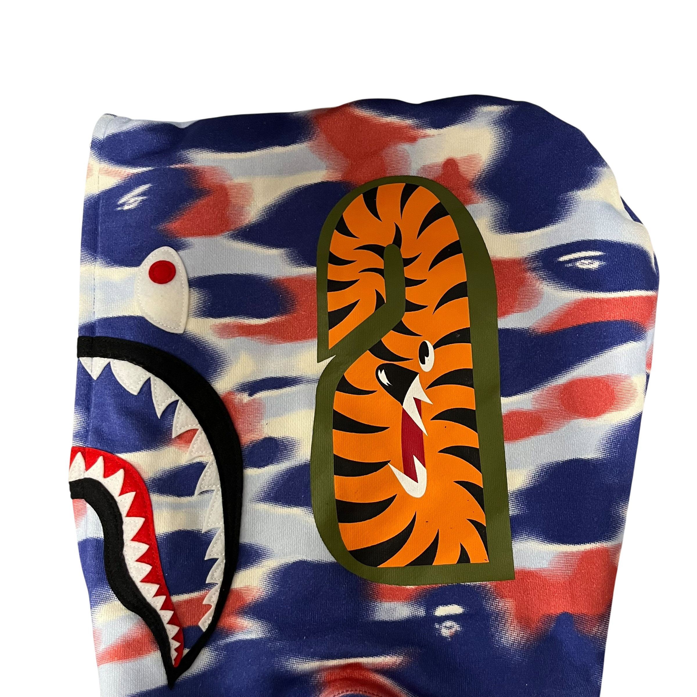 A BATHING APE/Zip Up Hoodie/XL/Graphic/Cotton/BLU/fire camo shark zip view 10