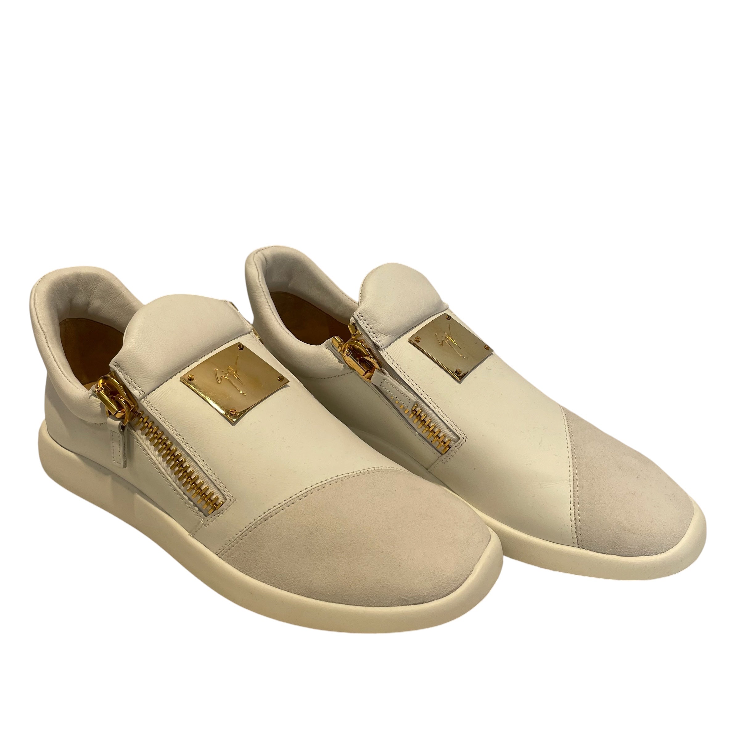 Giuseppe Zanotti/Low-Sneakers/EU 43/Leather/WHT/gold plate gold zippers view 1