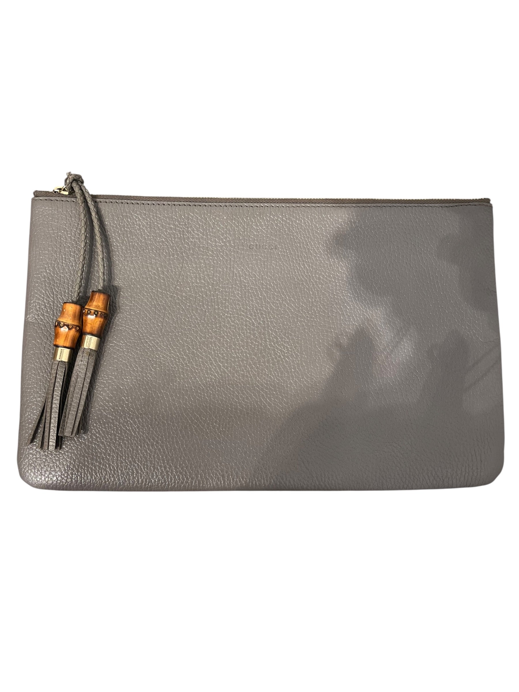 GUCCI/Pouch/Leather/GRY/BAMBOO POUCH view 1