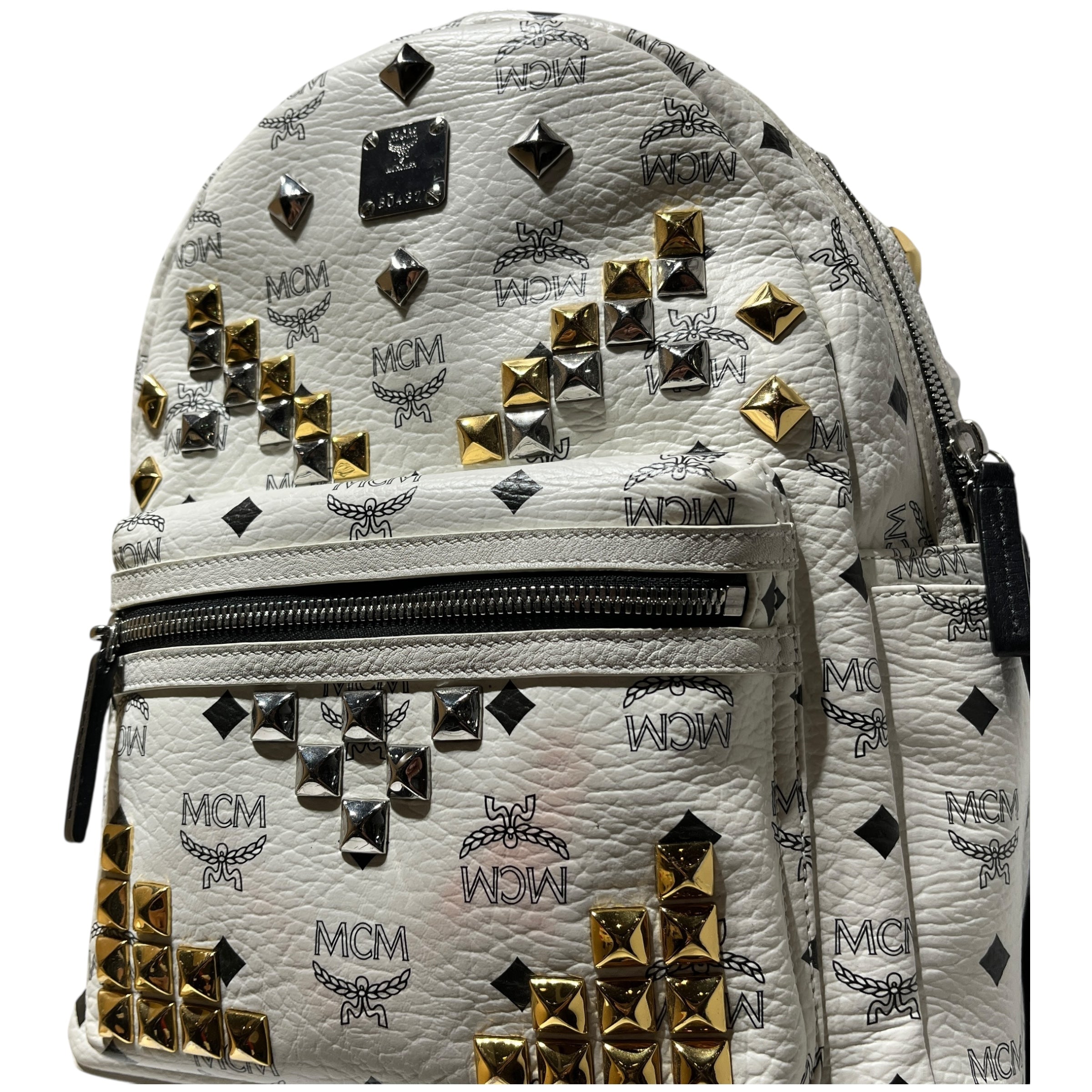 MCM/Backpack/Monogram/Leather/WHT/STARK VEGAN LEATHER view 2