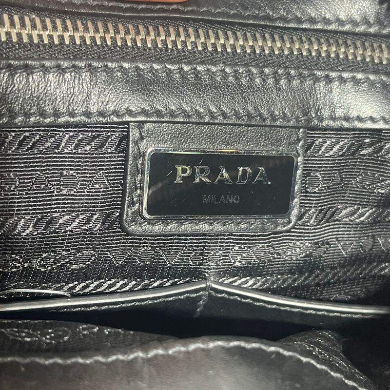 PRADA/Cross Body Bag/Leather/BLK/SAFFIANO LUX