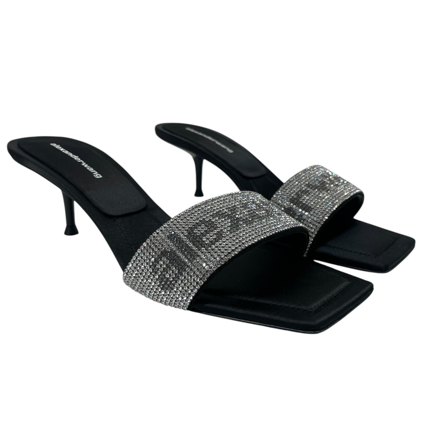 Alexander Wang/Heels/EU 38/Cotton/BLK/bedazzled logo strap view 1
