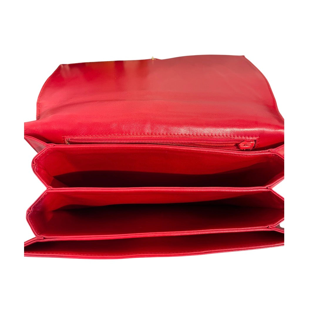 LOUIS VUITTON/Hand Bag/Leather/RED/EMBOSSED LV view 4