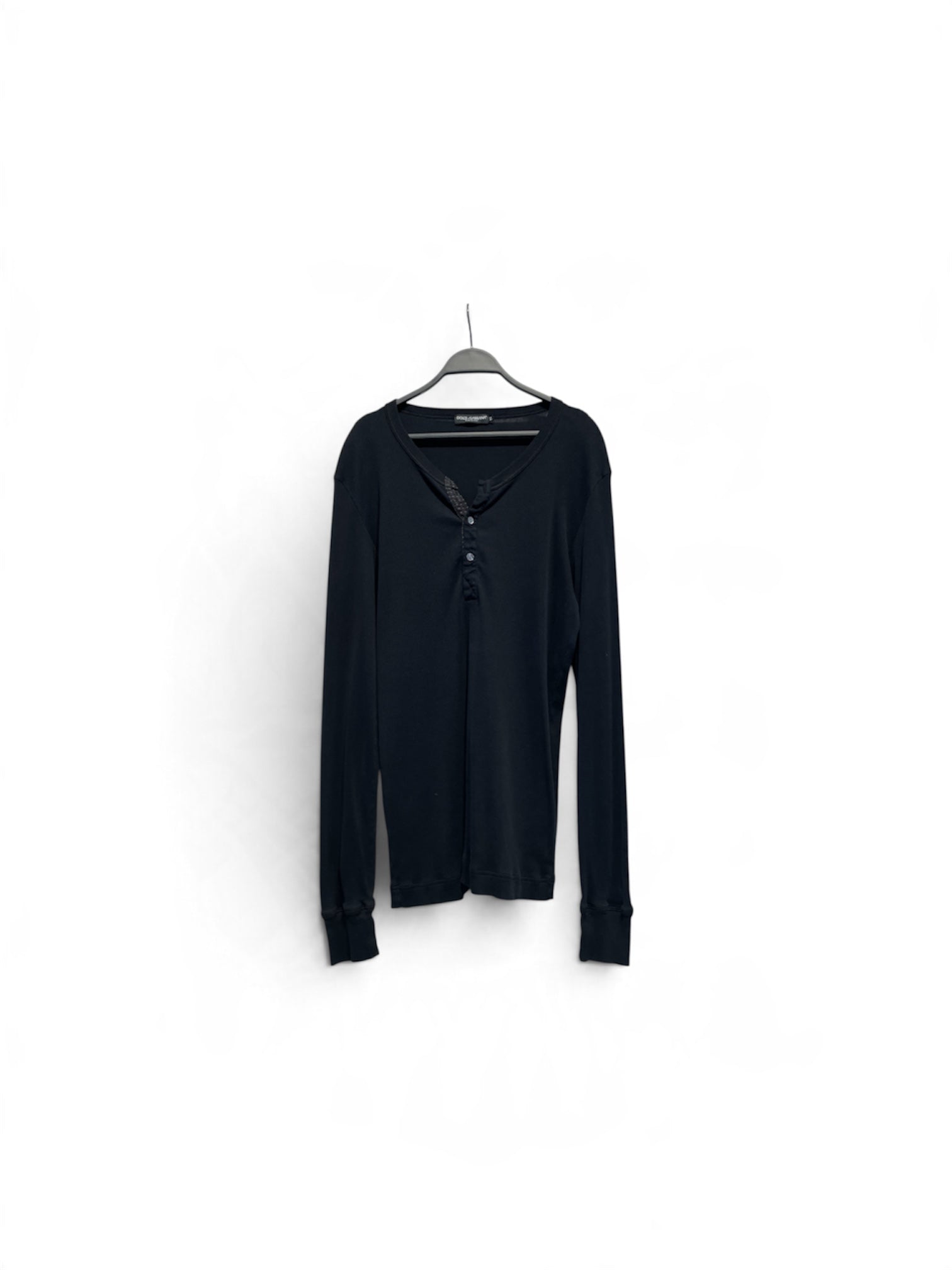 DOLCE&GABBANA/Henleyneck CS/52/Cotton/BLK/Cotton/Silk Henley Shirt view 1