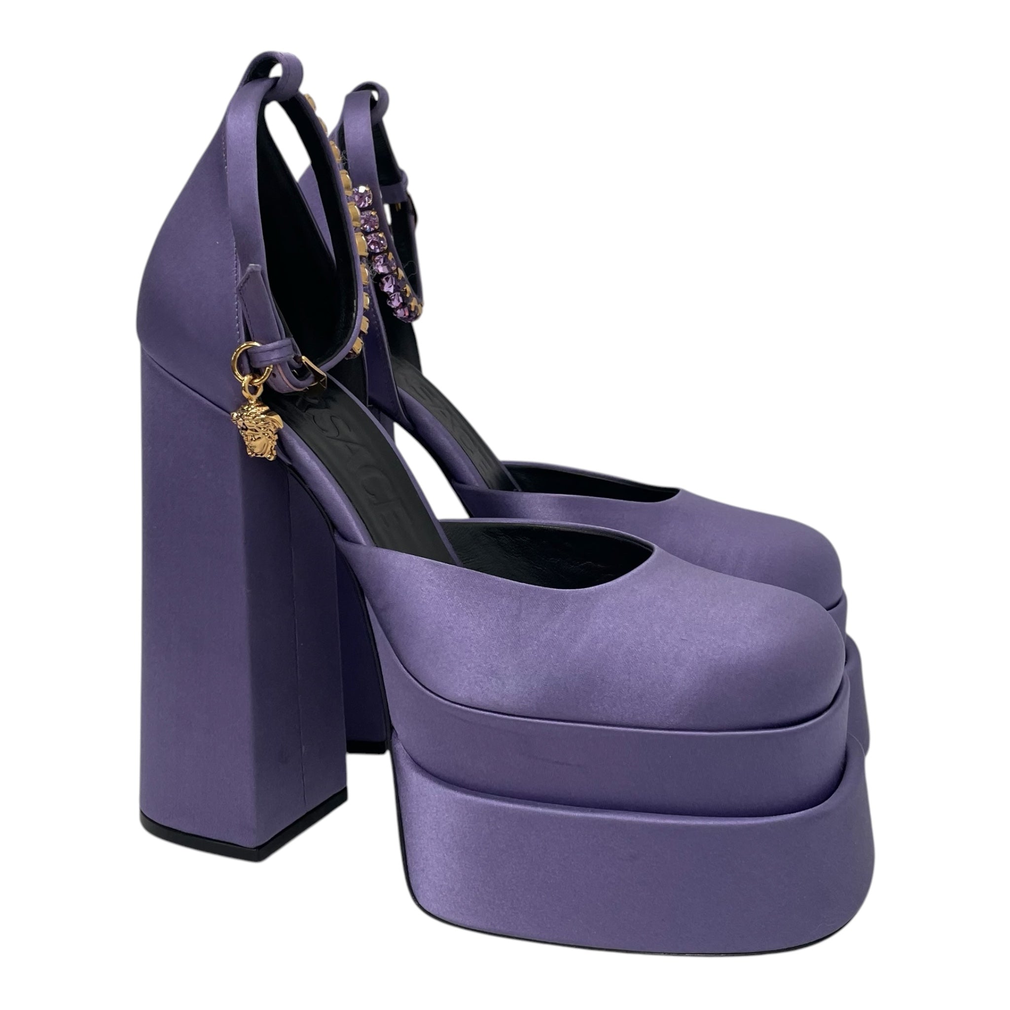 VERSACE/Heels/US 7.5/Silk/PPL/SATINPURPLEMEDUSA view 1