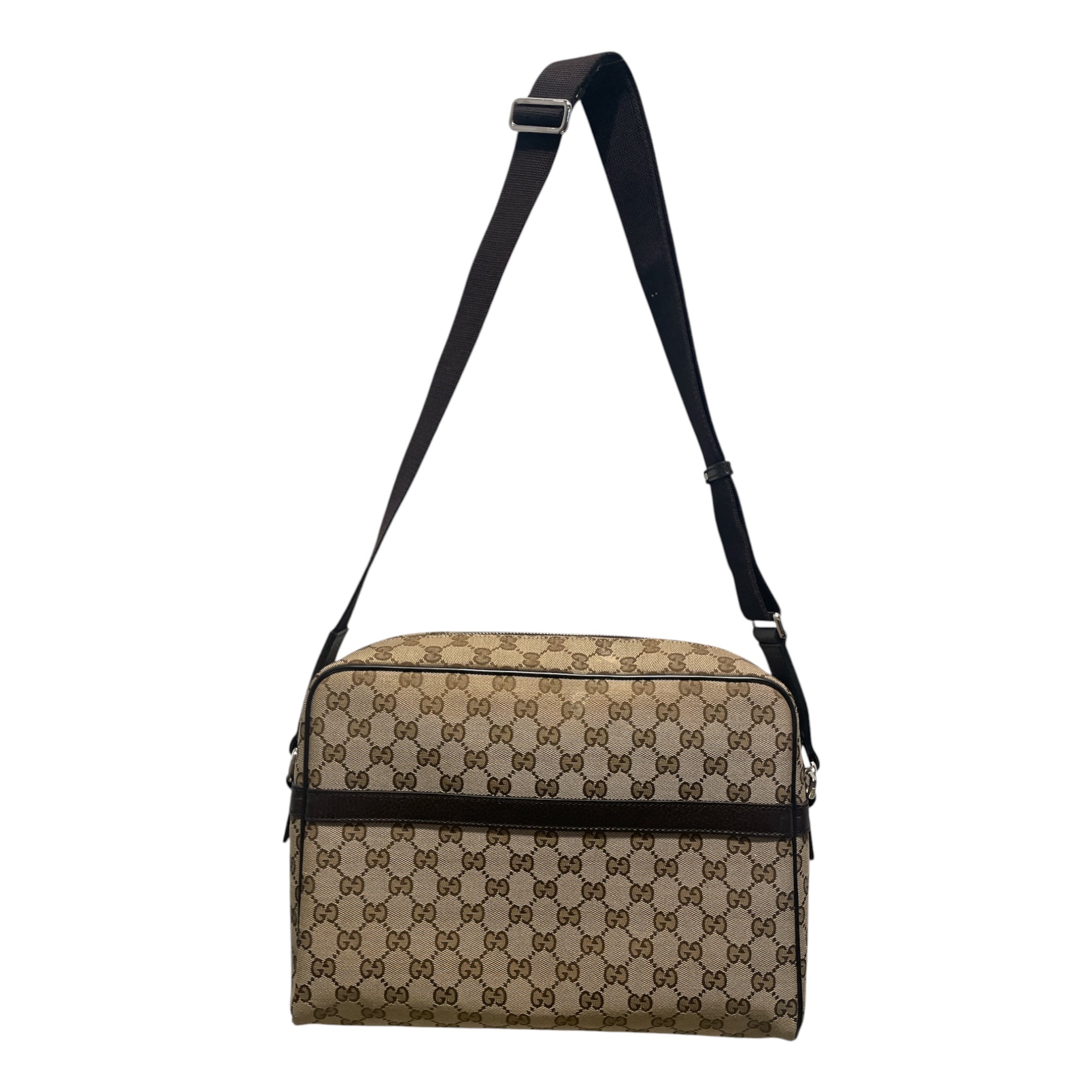 GUCCI/Cross Body Bag/Monogram/Cotton/CML/GG canvas Messenger bag view 2