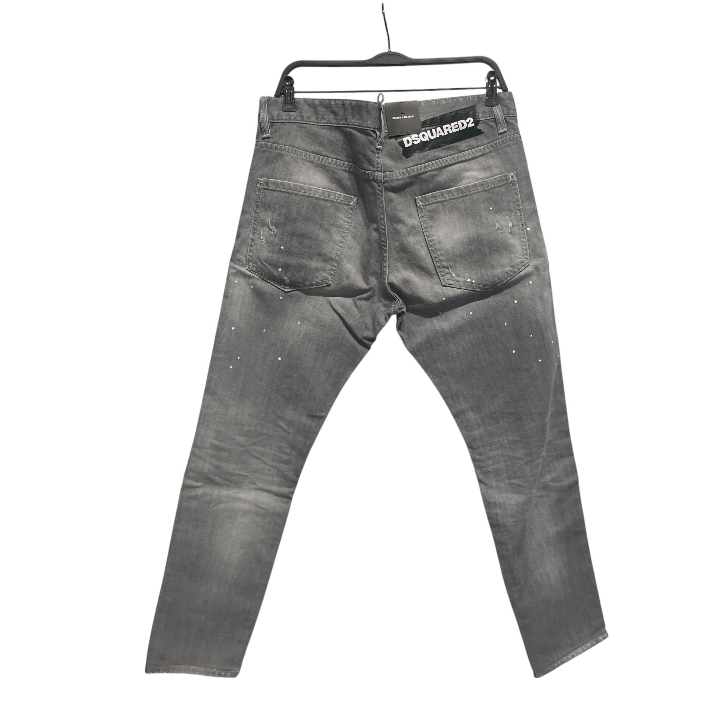 DSQUARED2/Skinny Pants/52/Denim/GRY/skinnydan/button/splatter view 2