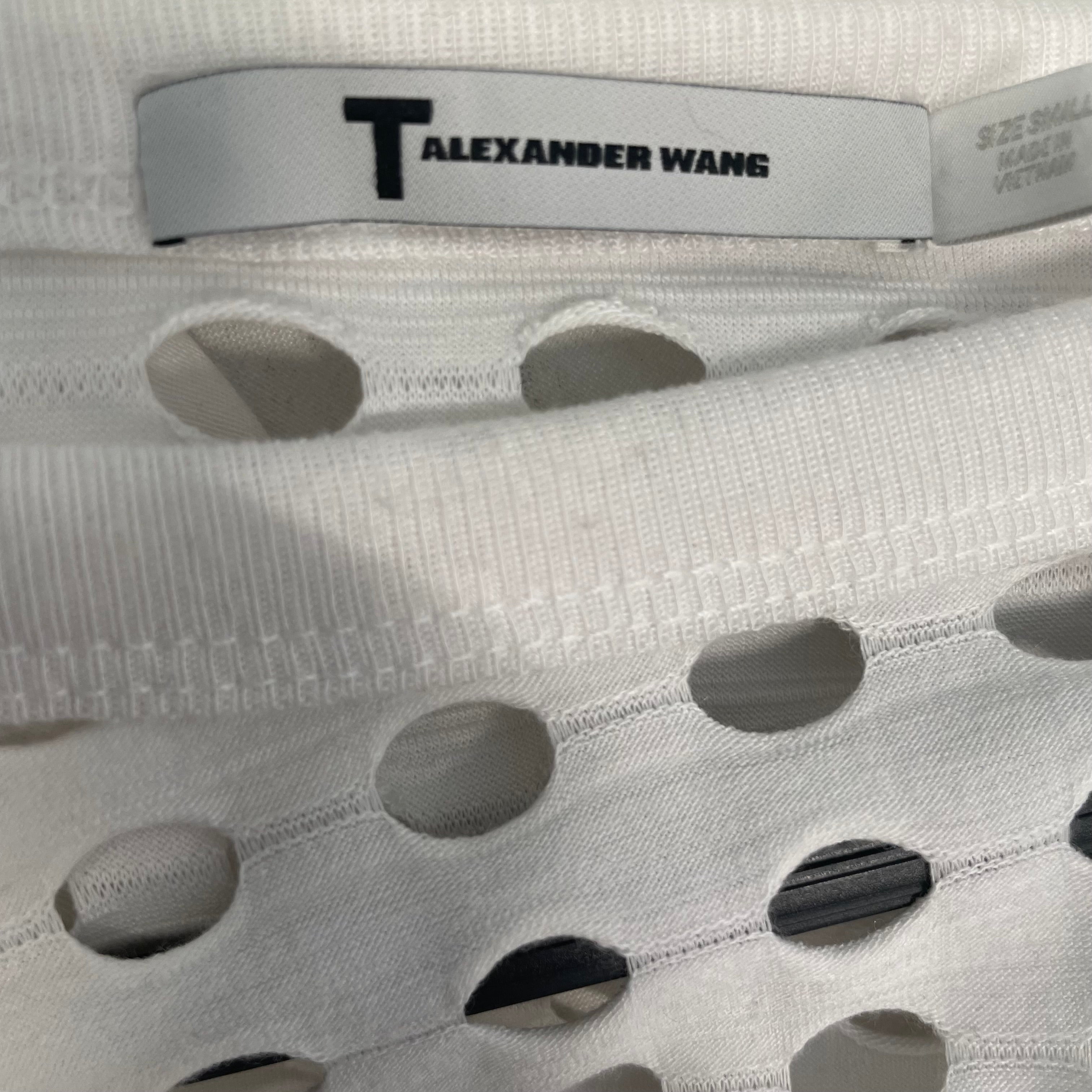 T by ALEXANDER WANG/LS Dress/S/Cotton/WHT/CIRCURAL CUTOUT/LONG/SLIM view 3
