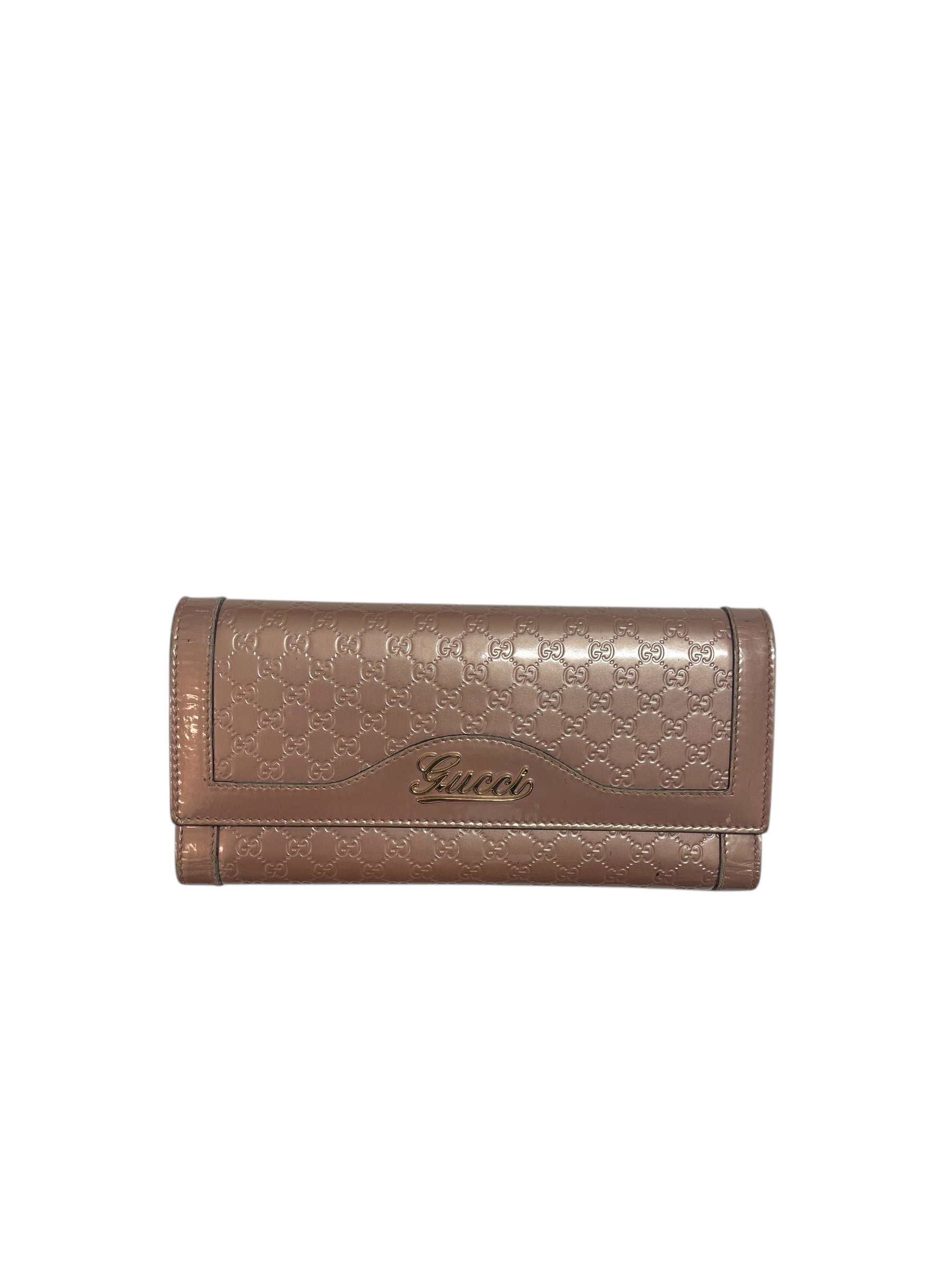 GUCCI/Trifold Wallet/All Over Print/Leather/PNK/metallc pink /gold hrdwr view 3