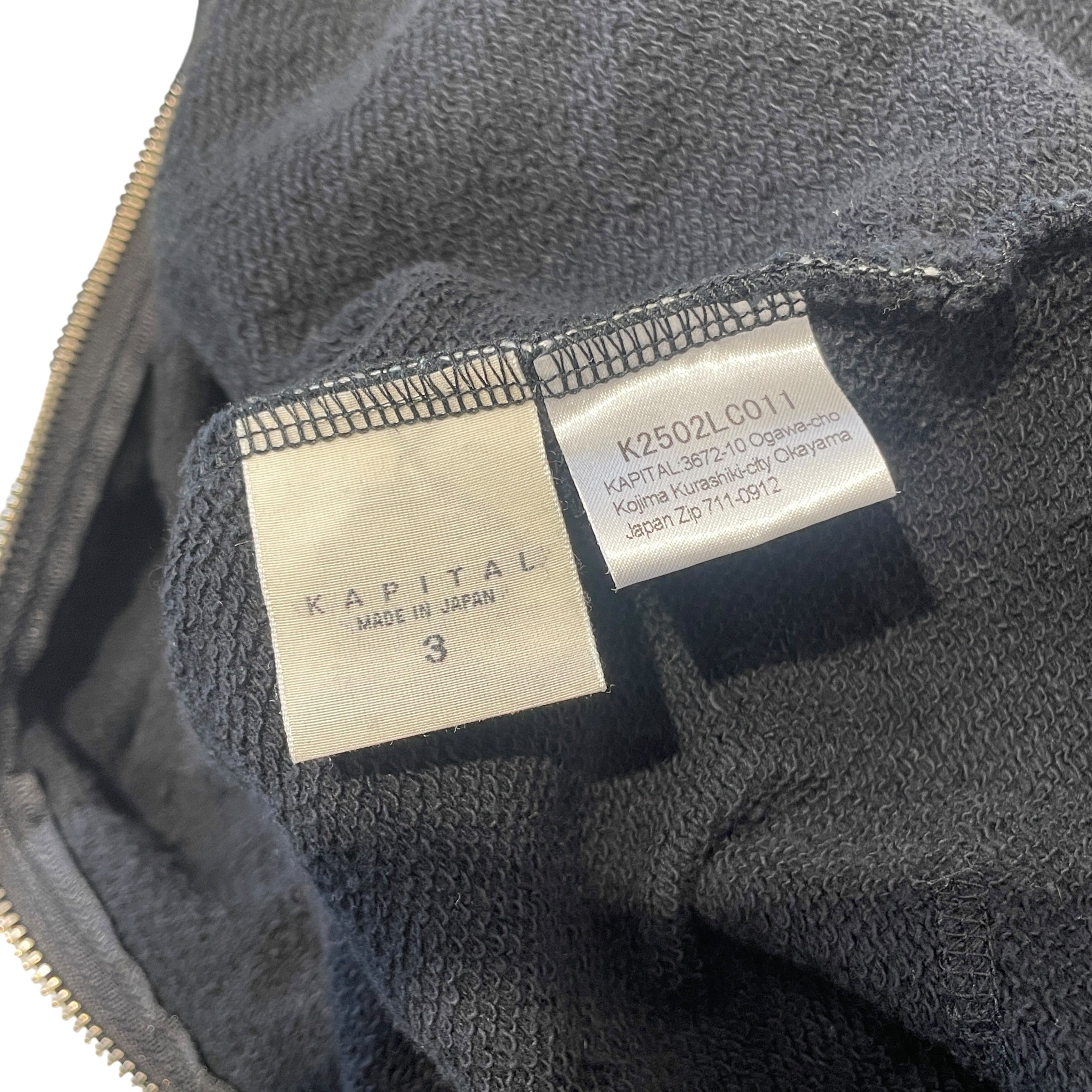 KAPITAL/Zip Up Hoodie/3/Cotton/BLK/SLEEVE GRAPHIC view 6
