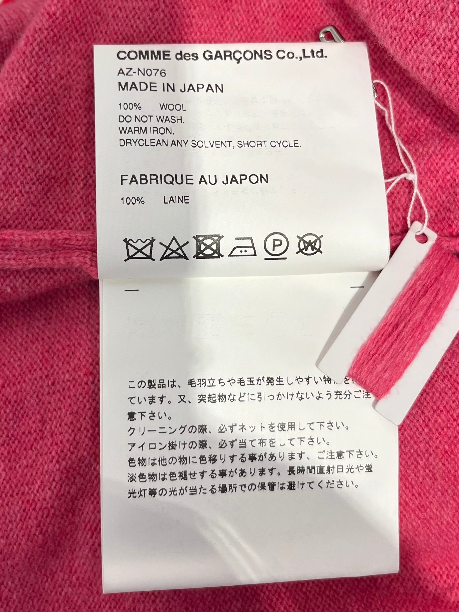 PLAY COMME des GARCONS/Cardigan/XL/Wool/PNK/DOUBLE HEART LOGO- view 5