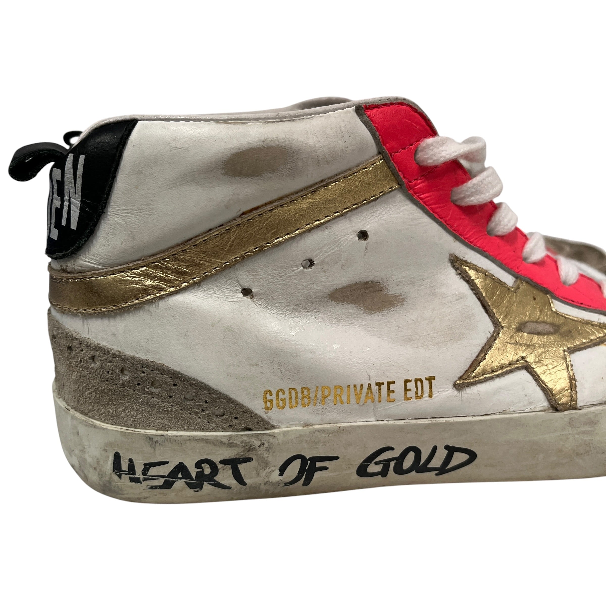 GOLDEN GOOSE/Hi-Sneakers/EU 38/Stripe/Leather/WHT/MIDSTAR GOLDEN HEART view 7