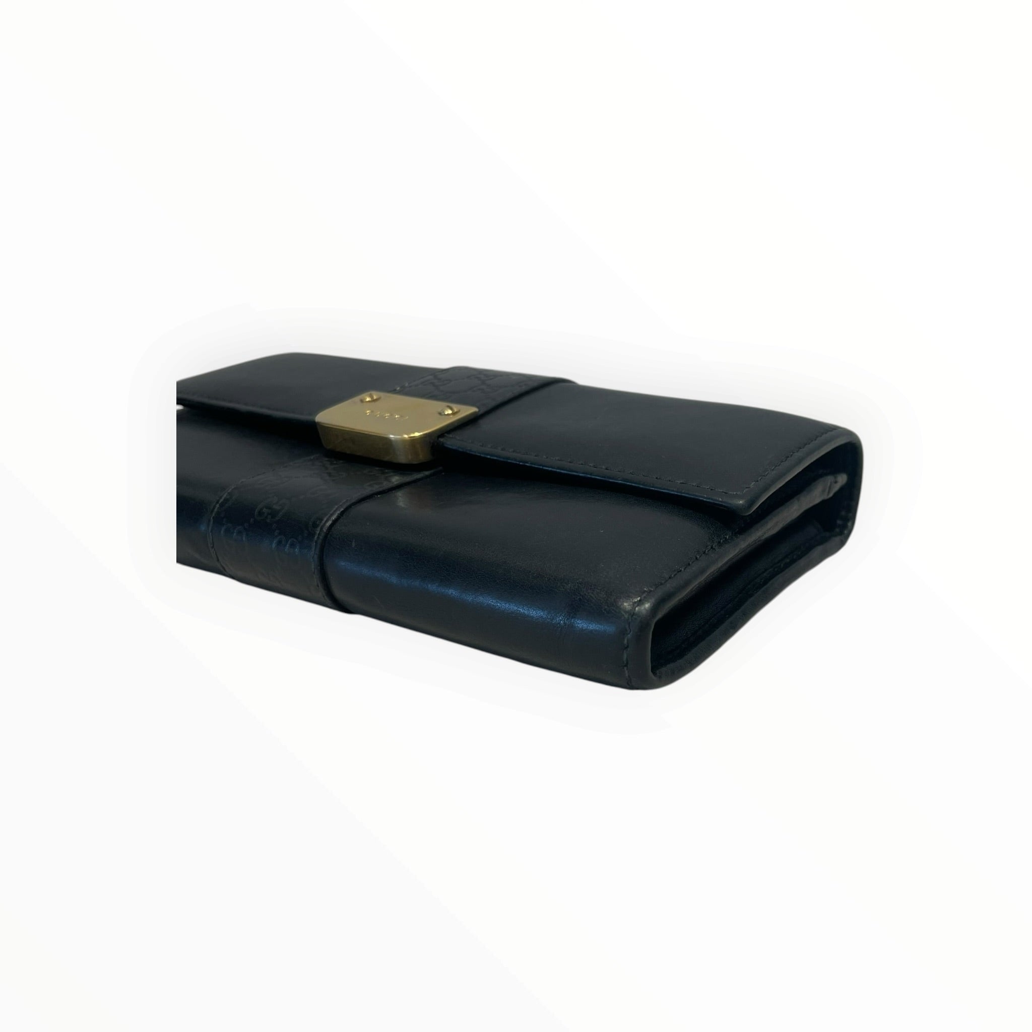 GUCCI/Long Wallet/Leather/BLK/L's/Guccissima- Gold Hardware view 8