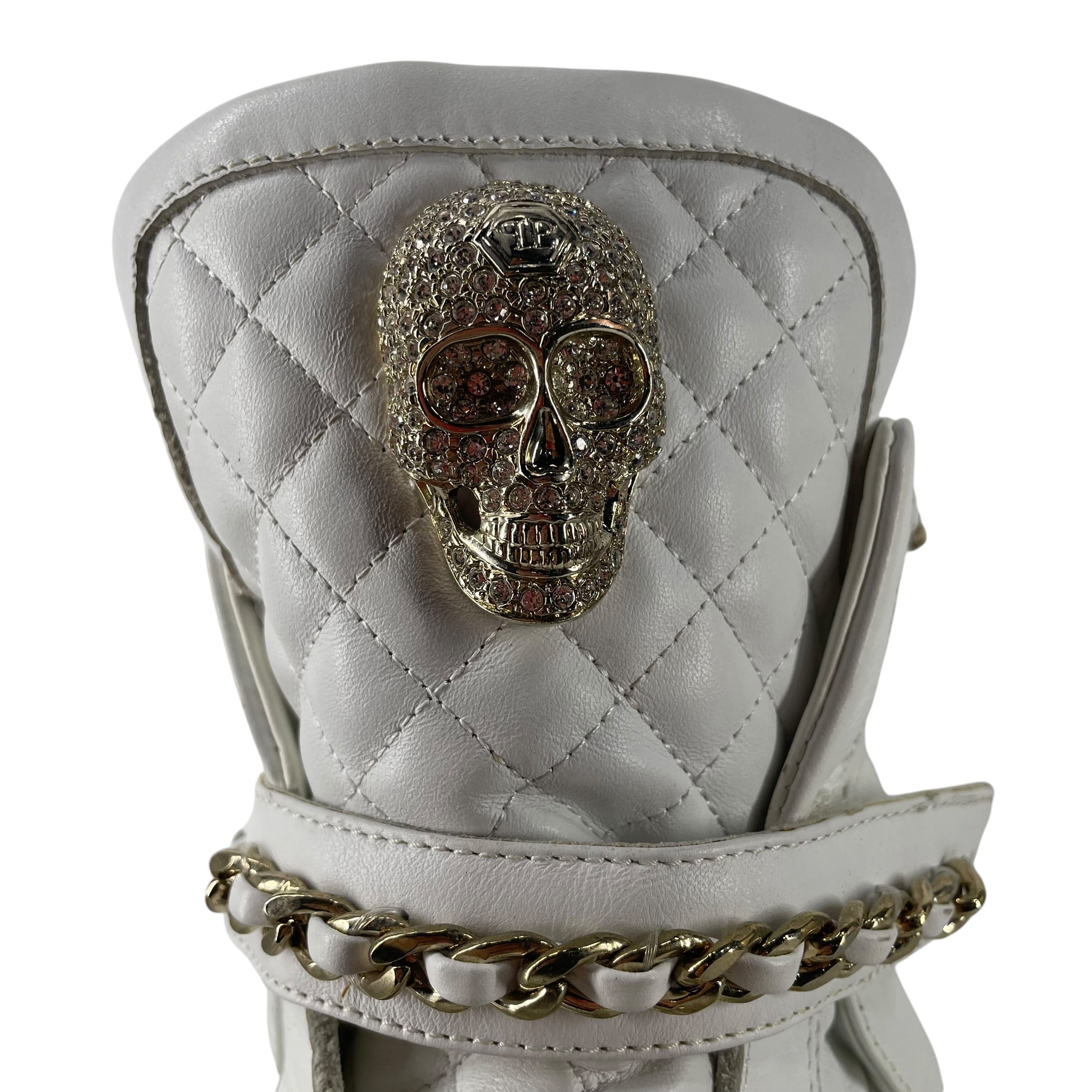 PHILIPP PLEIN/Hi-Sneakers/EU 42/Leather/WHT/Wedge Heel/VELCRO / SKULL / CHAIN view 4