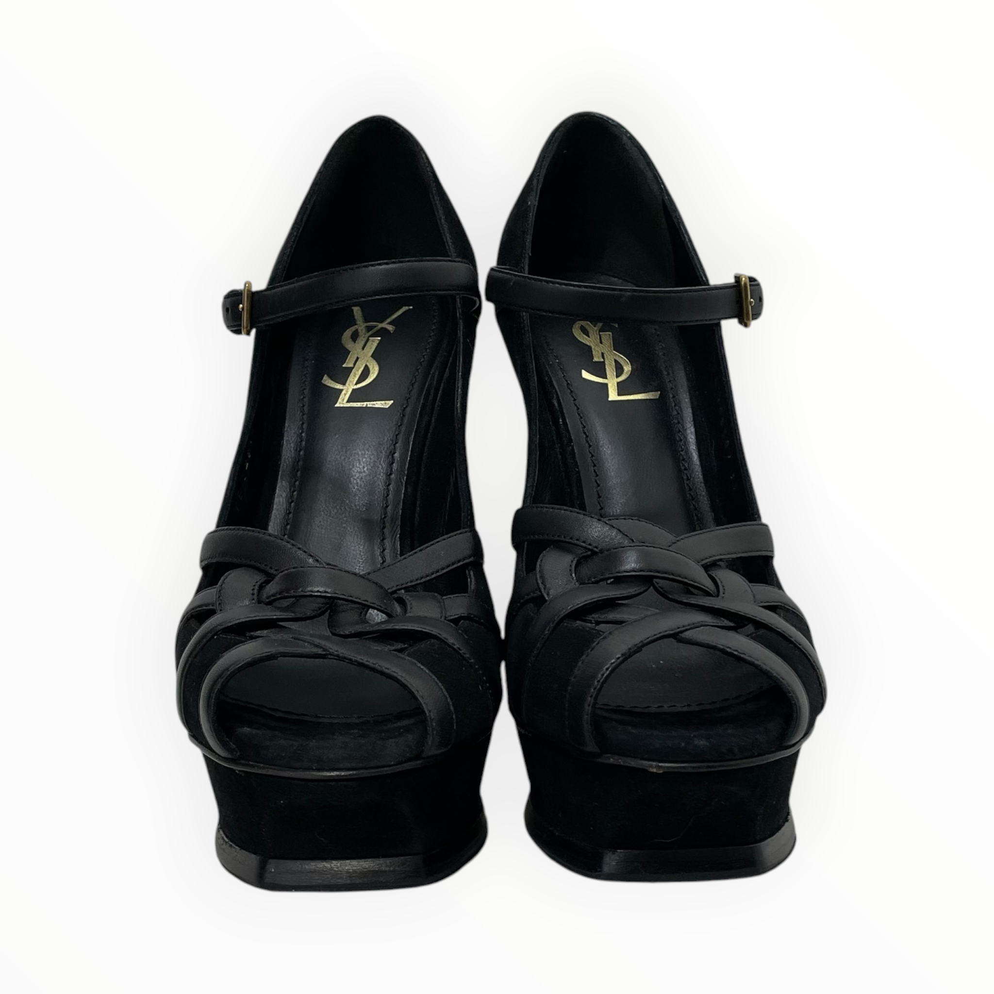YVES SAINT LAURENT/Heels/US 7.5/Leather/BLK/Ankle Strap/Tribute Platform Pumps view 5