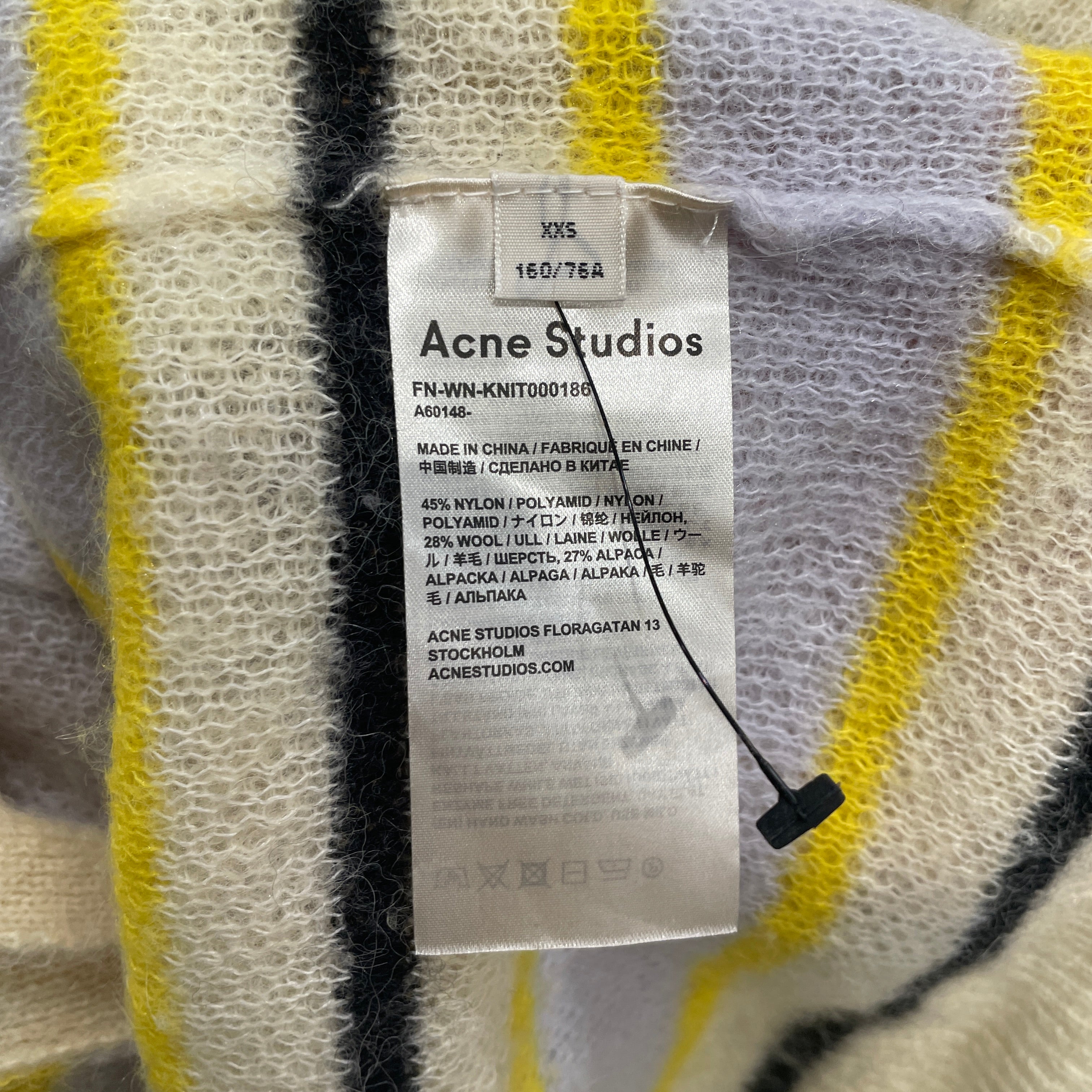 Acne Studios/Cardigan/XXS/Stripe/Wool/YEL/YEL/GRY/BLK HORIZ STRIPE CARDI view 4