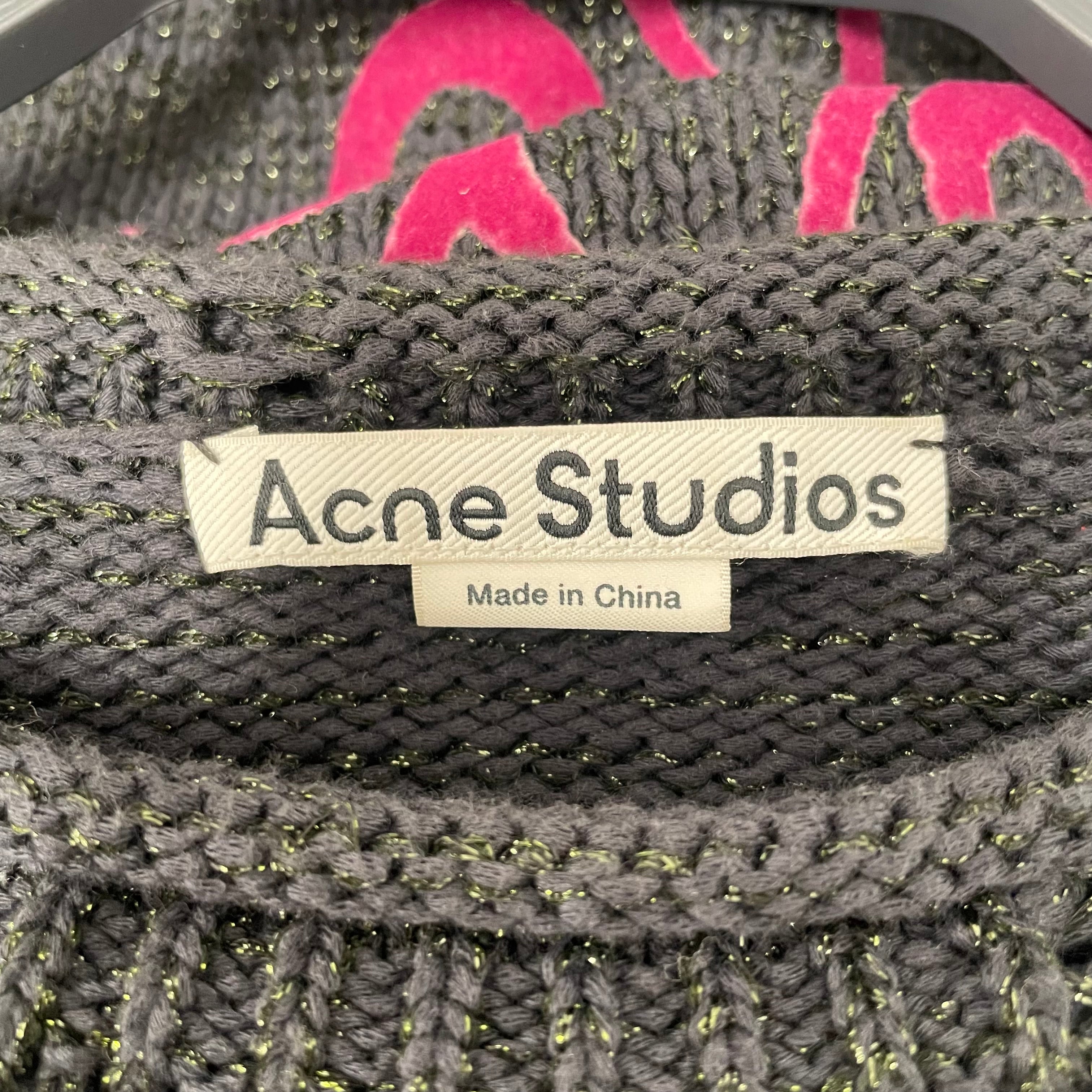 Acne Studios/Heavy Sweater/XS/Graphic/Cotton/GRY/purple lines view 3