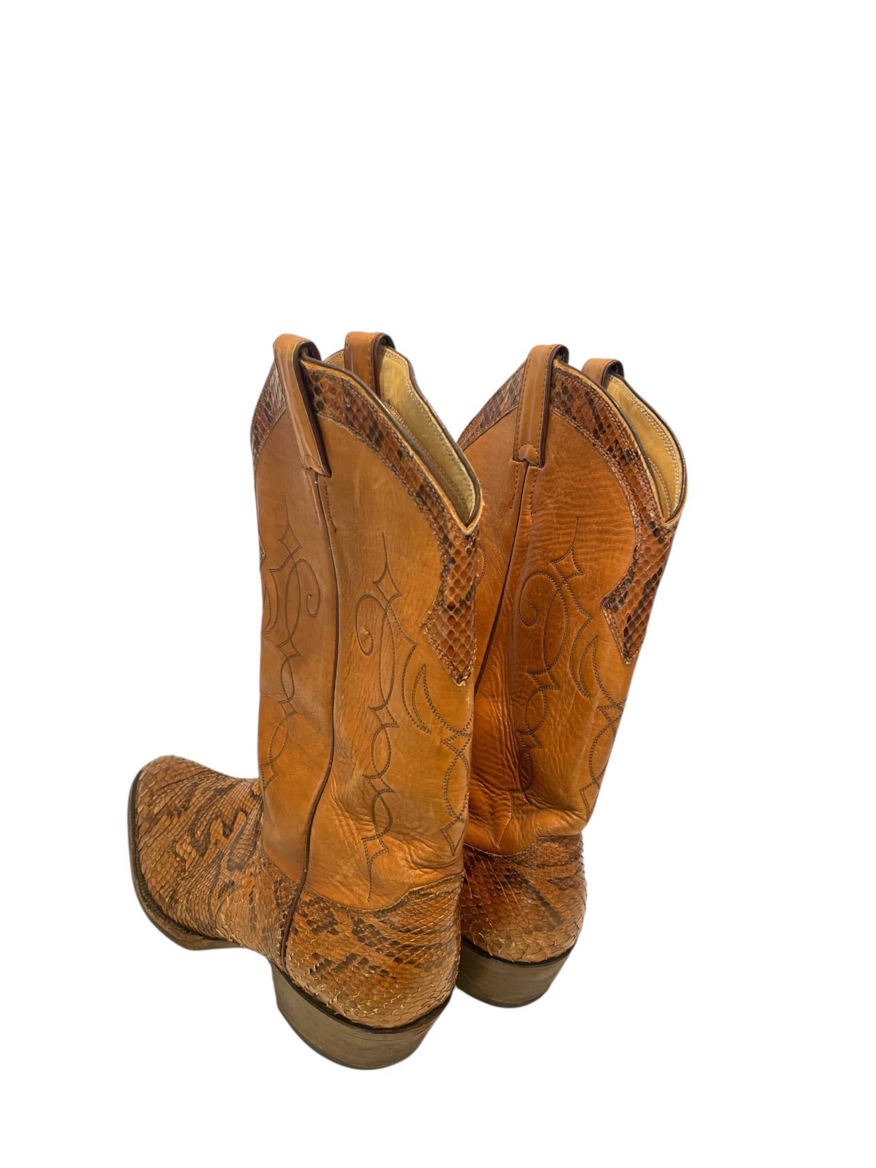 VINTAGE /Cowboy Boots/US 8.5/Animal Pattern/Leather/CML/REAL SNAKE SKIN view 2