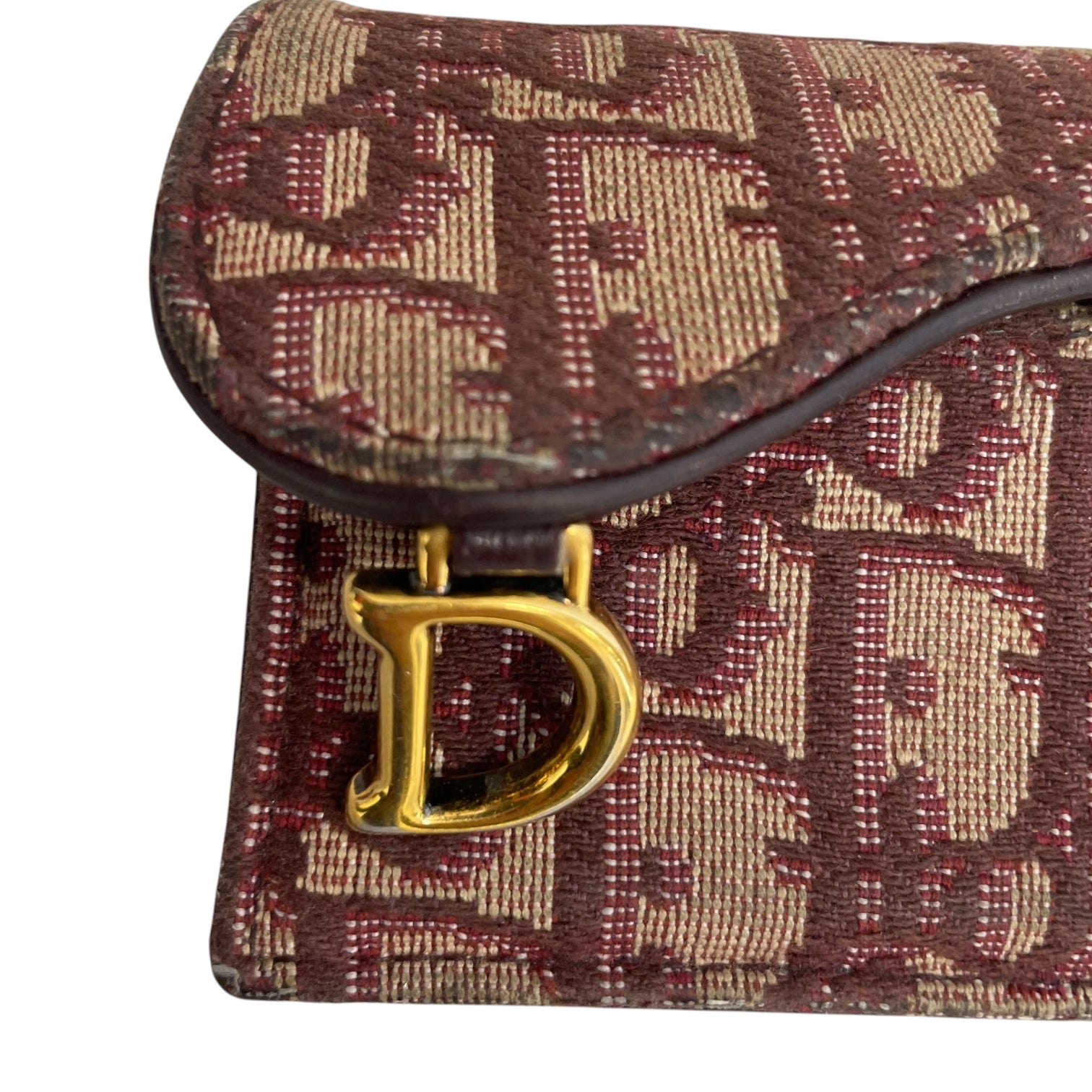 Christian Dior/Coin Wallet/Monogram/Cotton/PNK/SADLE WALLET/MAROON view 3