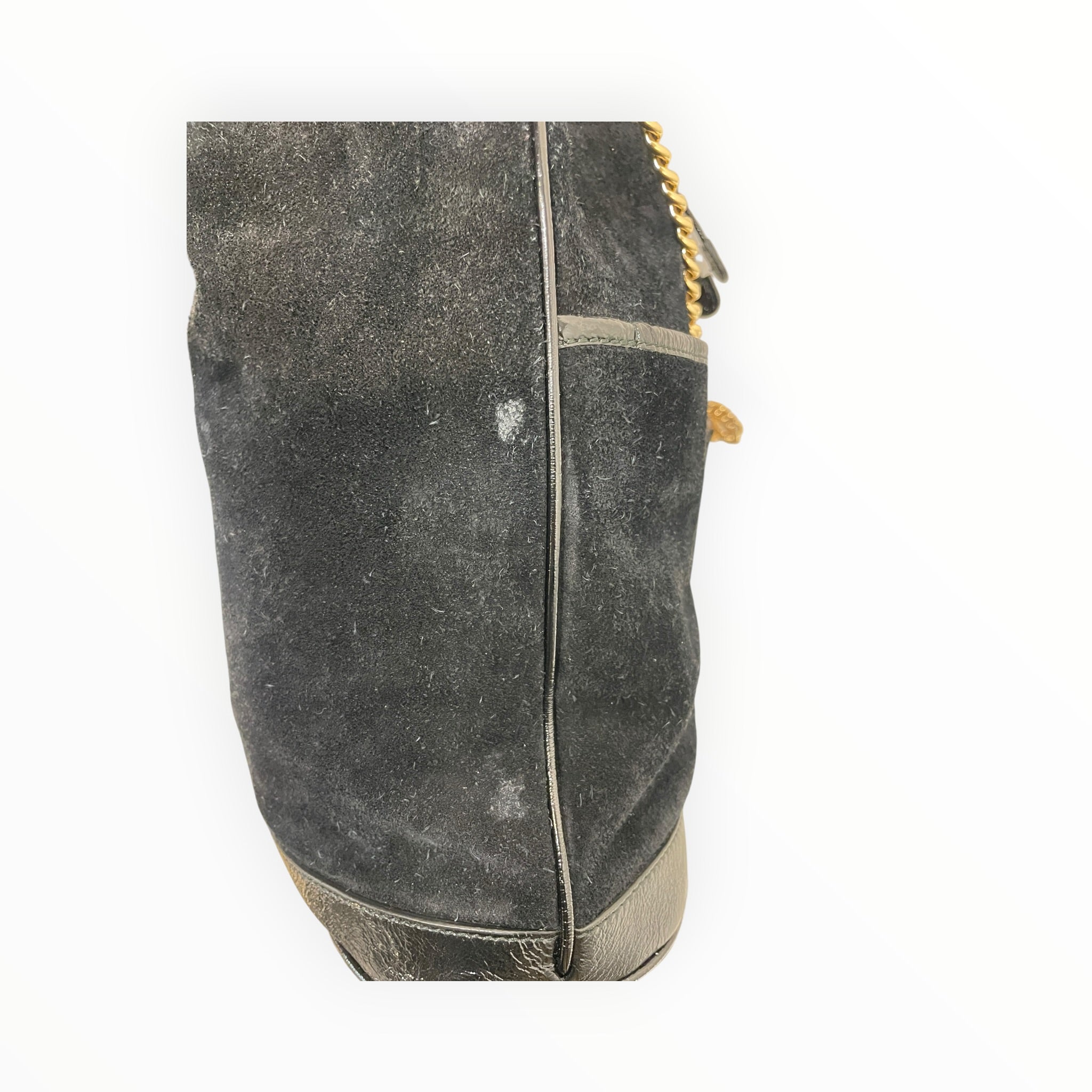 GUCCI/Hand Bag/Suede/BLK/rajah bucket view 7