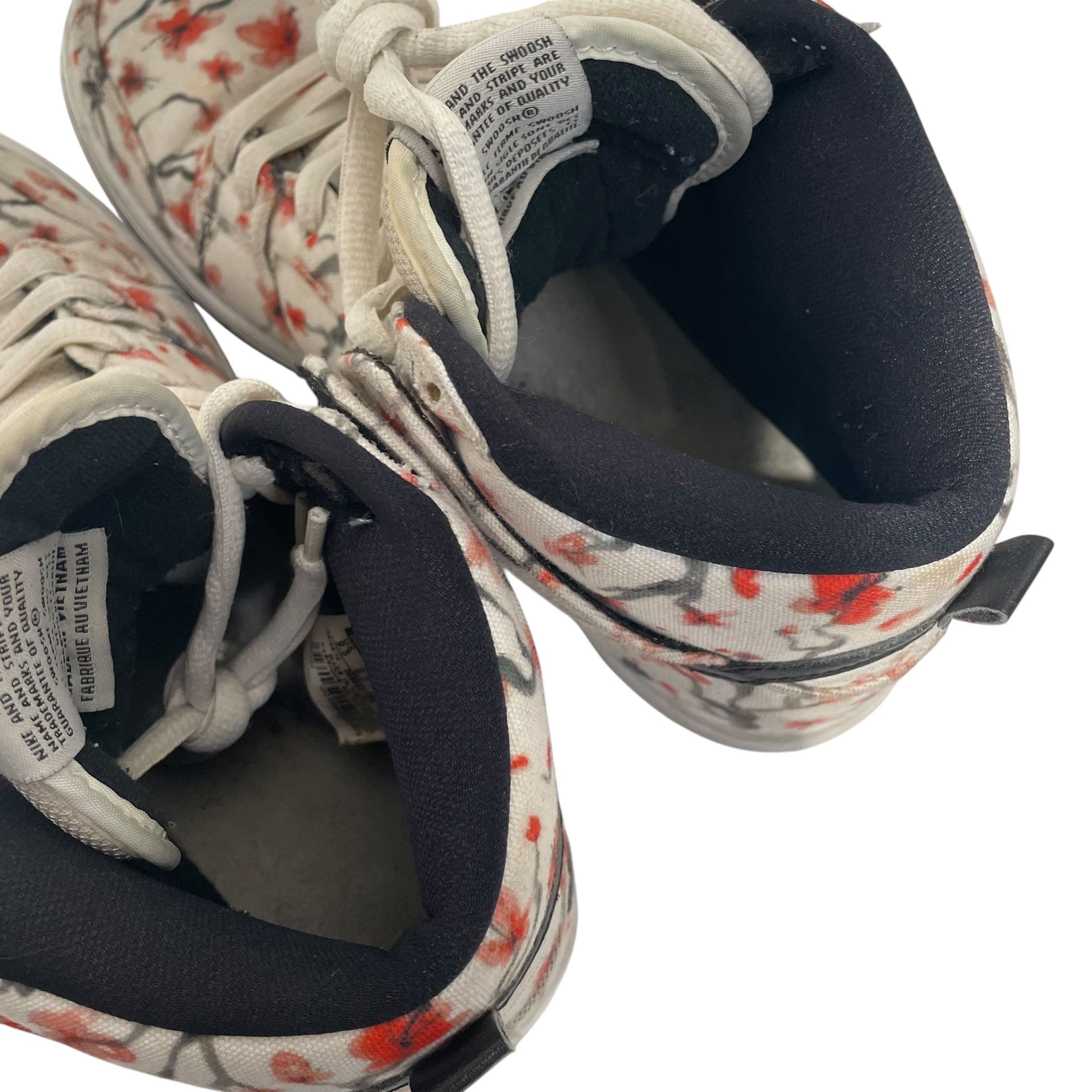 NIKE/Hi-Sneakers/US 9.5/Floral Pattern/Cotton/WHT/cherry blossom dunks view 3