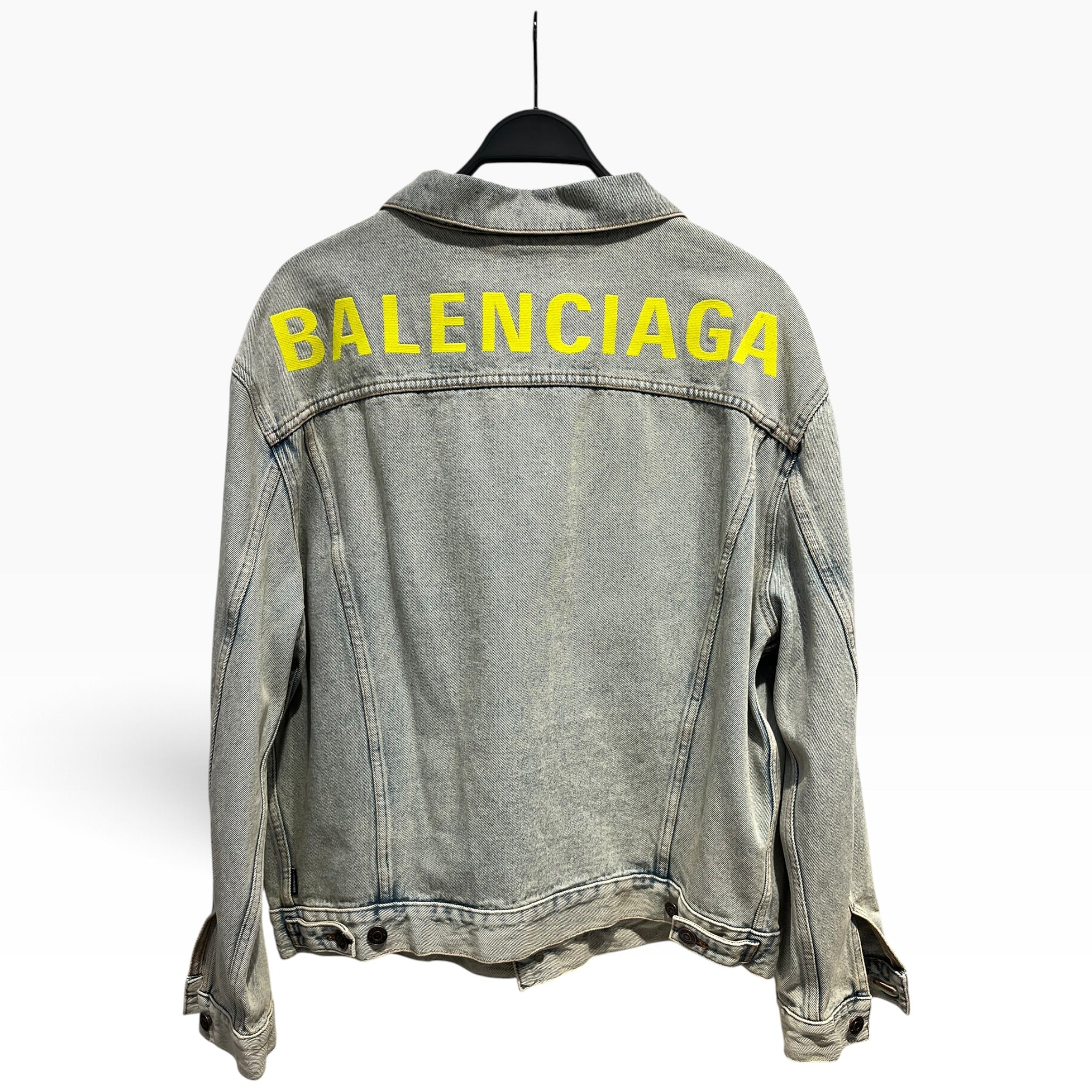 BALENCIAGA/Denim Jkt/48/Denim/GRY/Single Breasted/Neon logo trucker Jacket view 2