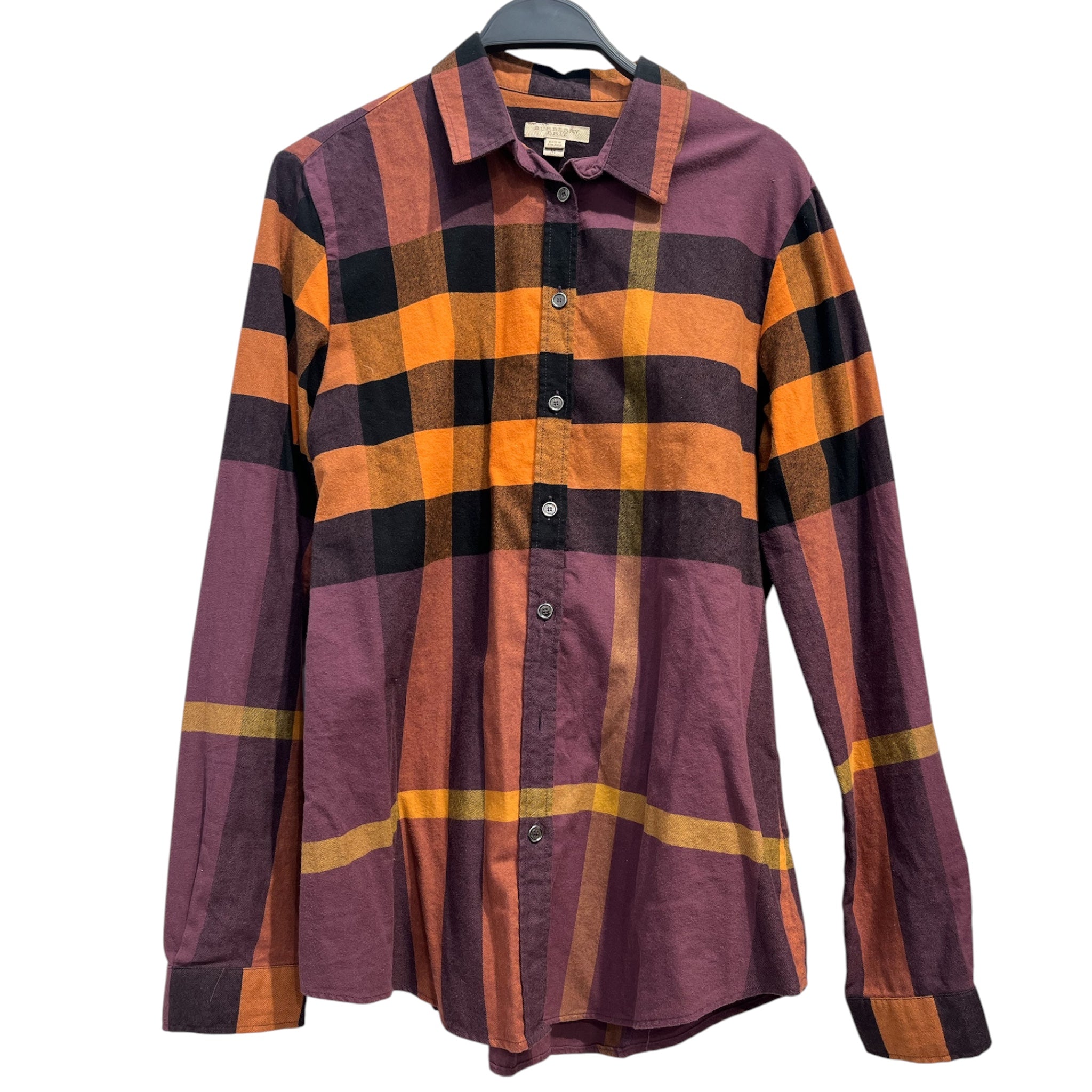 BURBERRY BRIT/LS Blouse/M/Plaid/Cotton/MLT/ LS BUTTON UP PURPLE ORANGE view 1