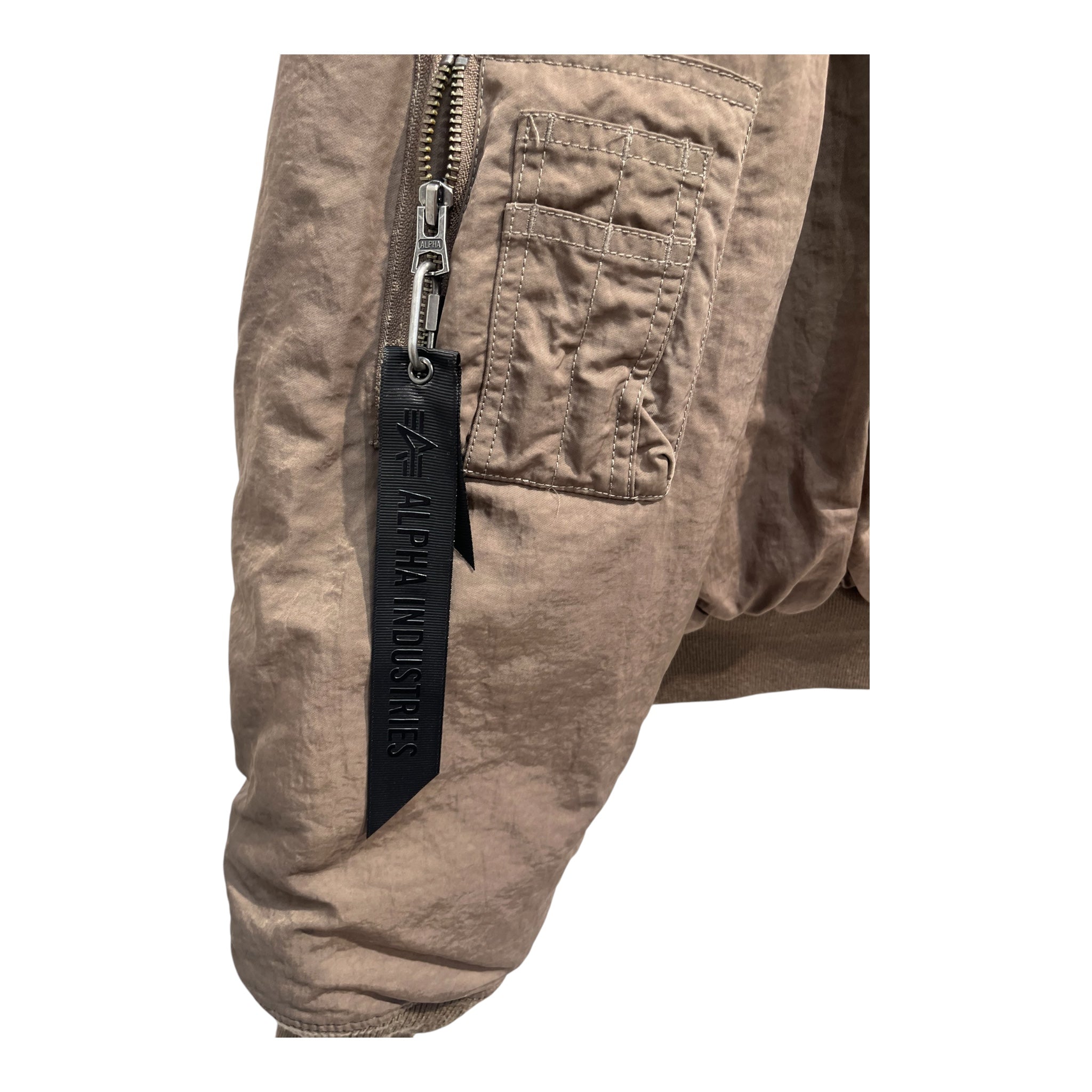 ALPHA INDUSTRIES/Puffer Coat/S/Nylon/KHK/SHAWL COLLAR CROPPED JKT view 5