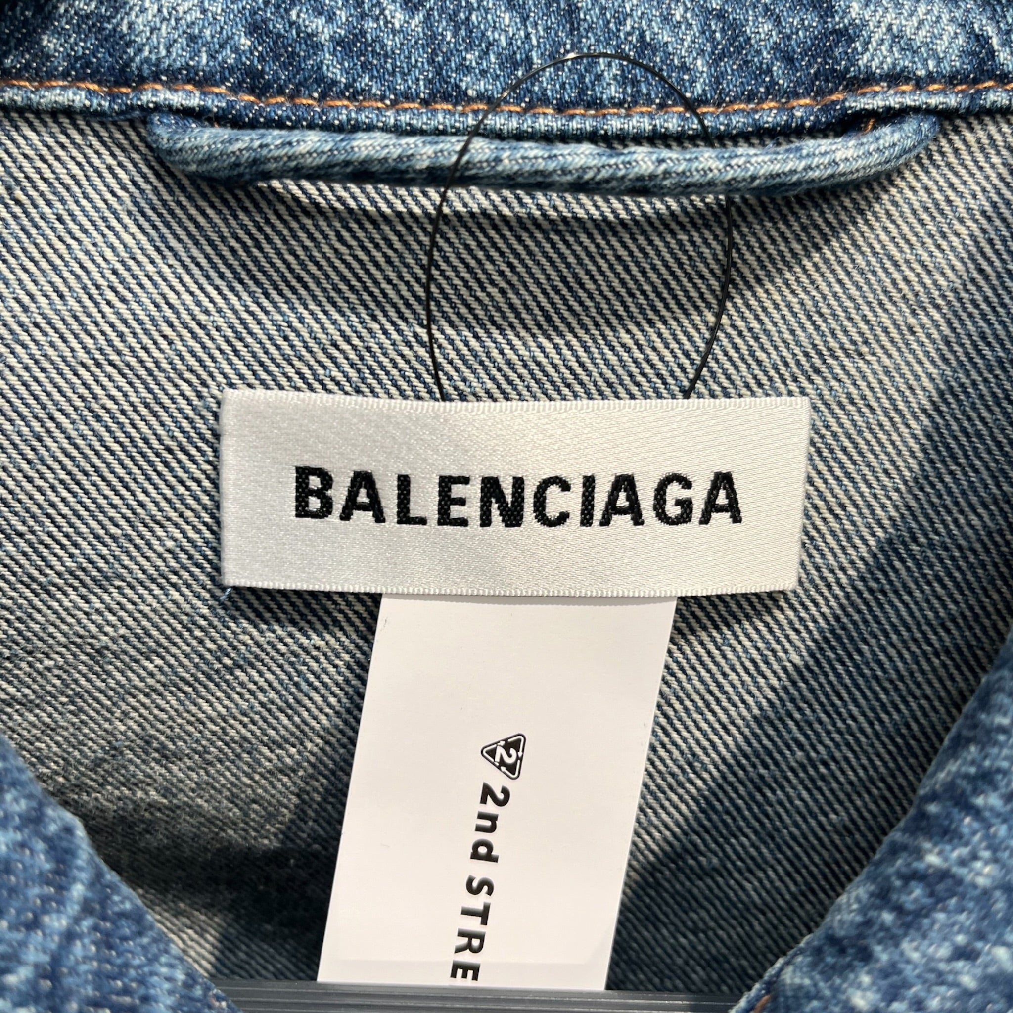 BALENCIAGA/Denim Jkt/34/Cotton/BLU/Single Breasted/OVERSIZED-BLK EMBROIDERED LOGO view 7