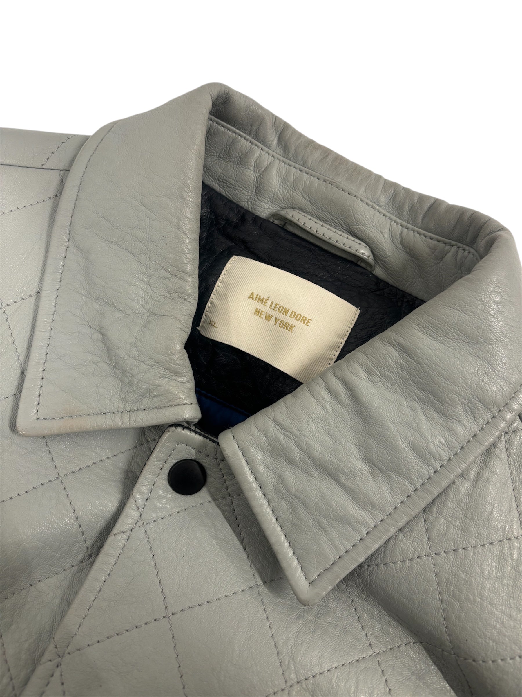 AIME LEON DORE/Leather Jkt/XL/Leather/NVY/Graphic/CONCORD 2TONE GRY/BLU view 3