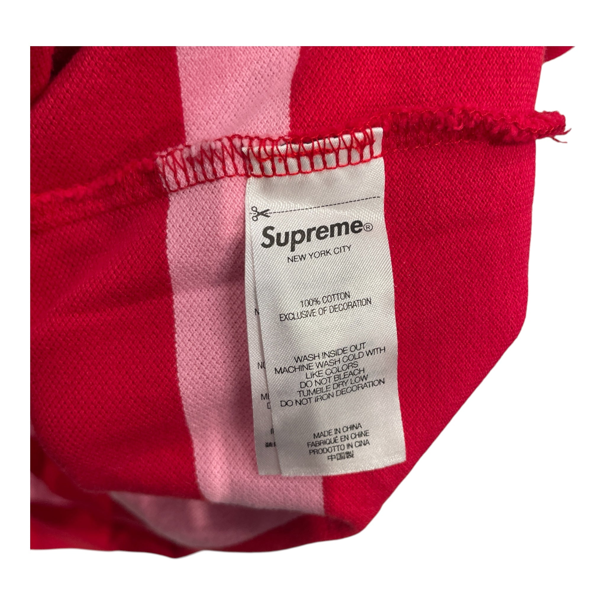 Supreme/Polo Shirt/L/Cotton/RED/Stripe/PNK STRIPE #7 WORLD FAMOUS view 4
