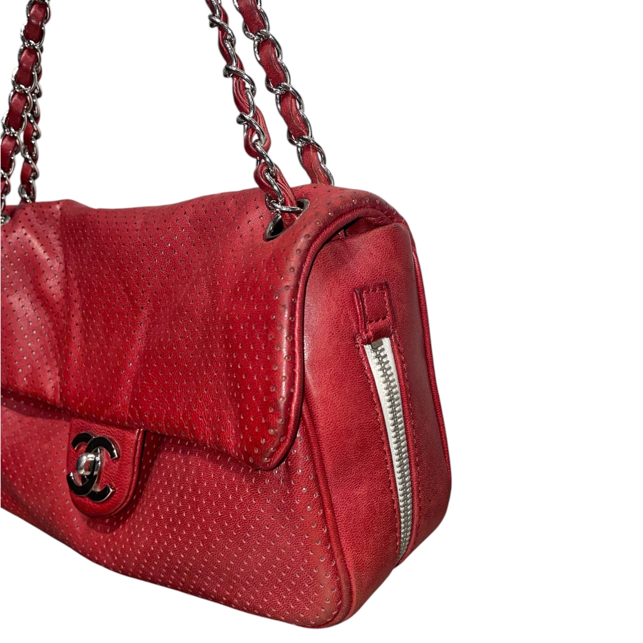 CHANEL/Bag/RED/PERFORATED LEATHER FLAP BAG view 11