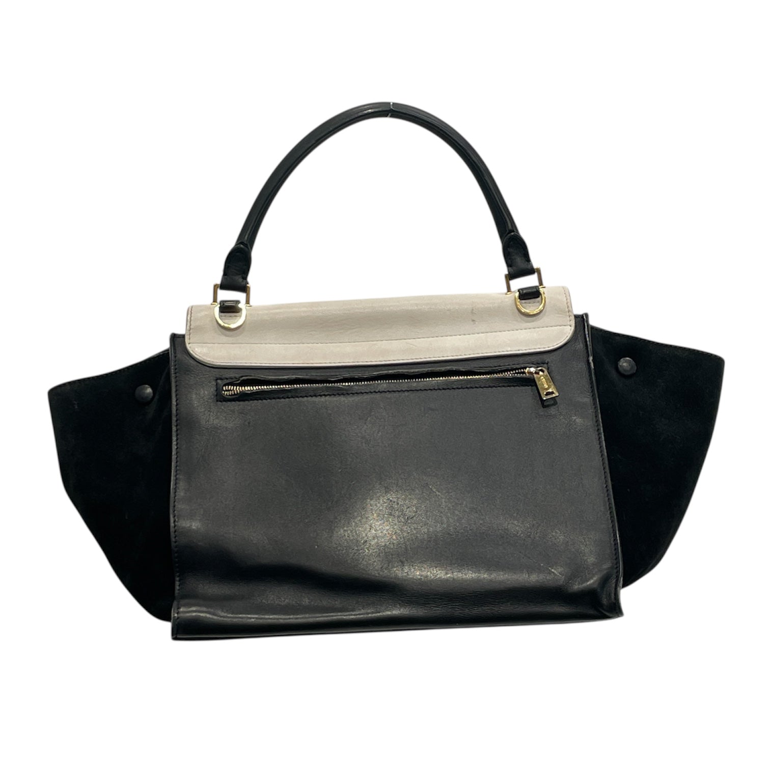 CELINE/Hand Bag/Leather/BLK/SUEDE/LEATHER TRAPEZE BAG view 2