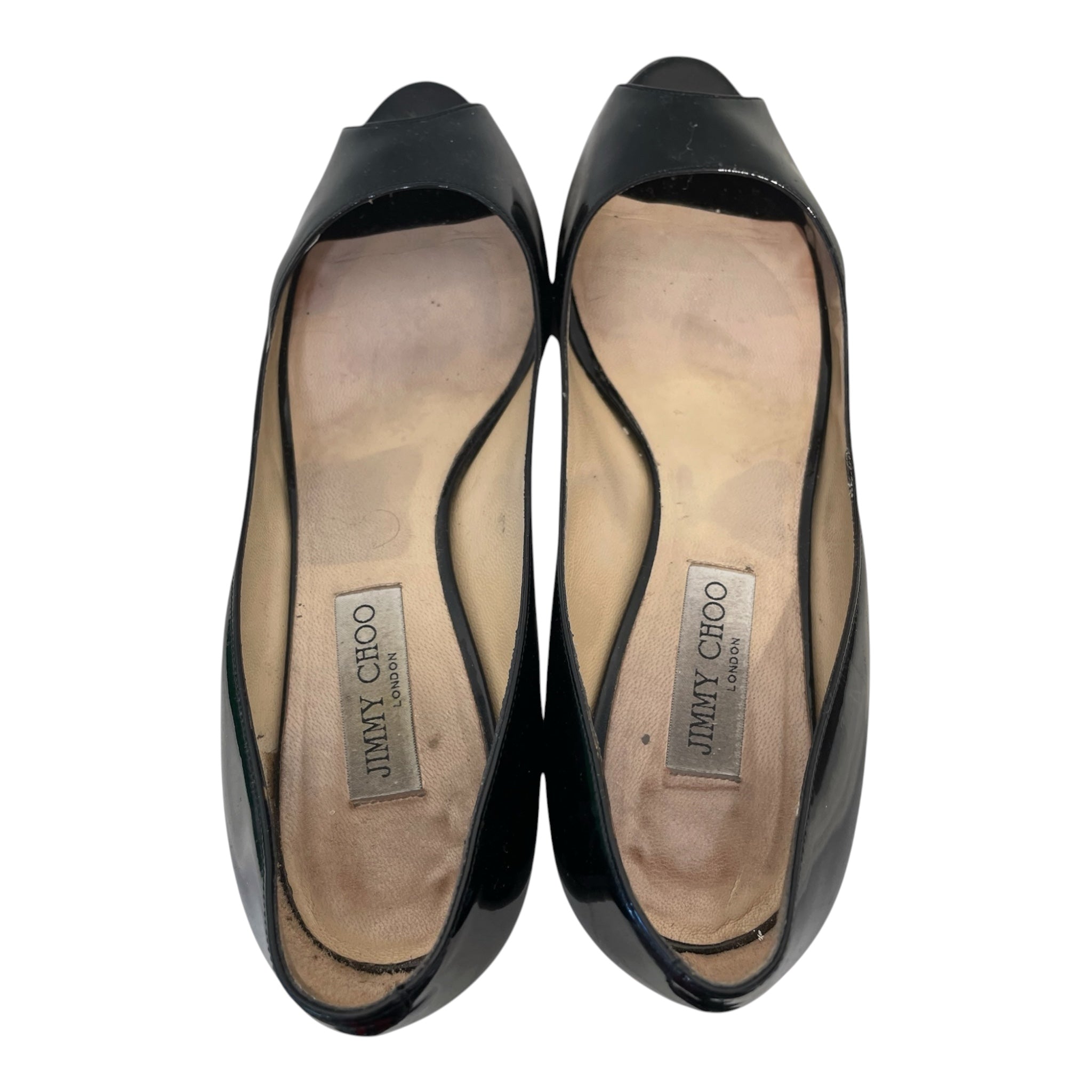 JIMMY CHOO/Heels/EU 41/Leather/BLK/PATENT PEEP TOE view 3