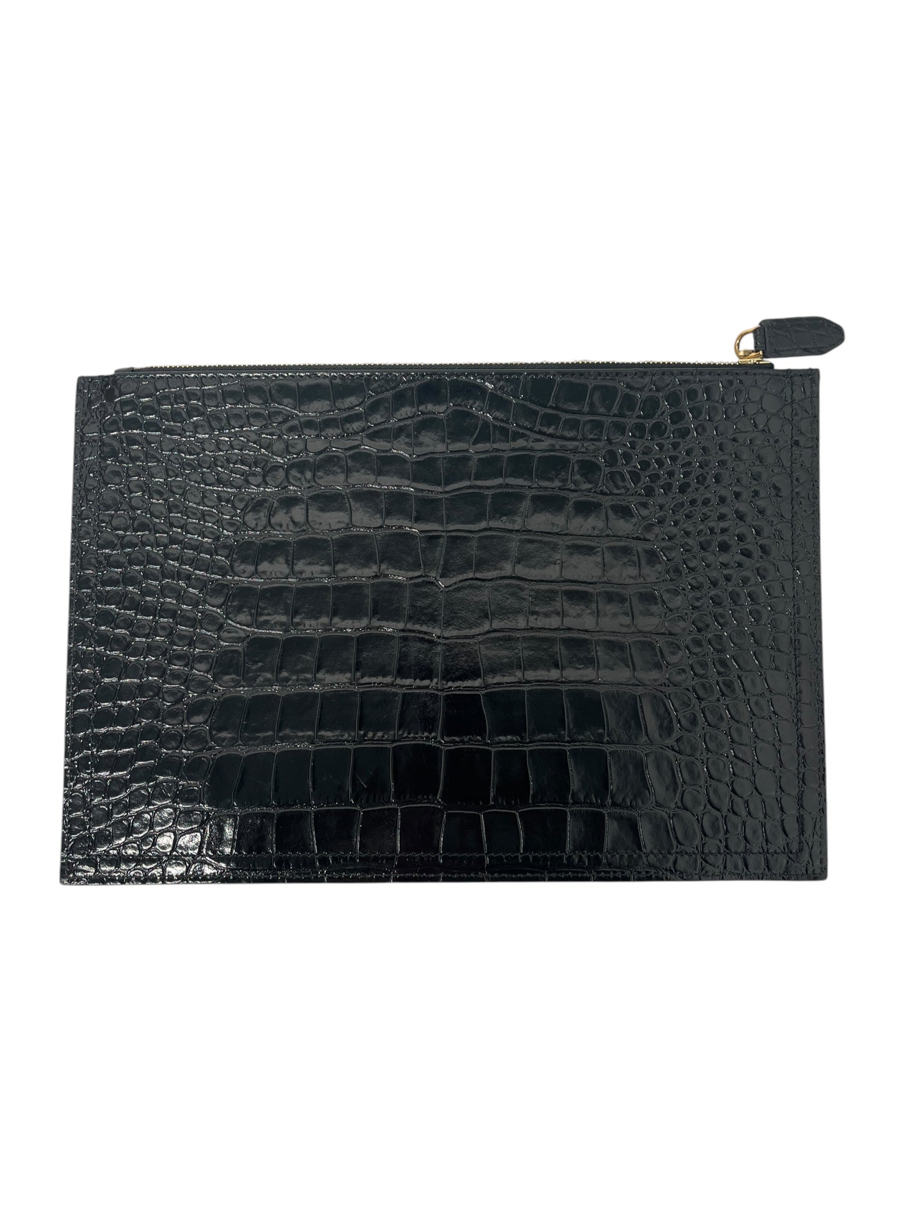 GIVENCHY/Pouch/Leather/BLK/LEATHER CLUTCH GATOR PRINT BLK view 2