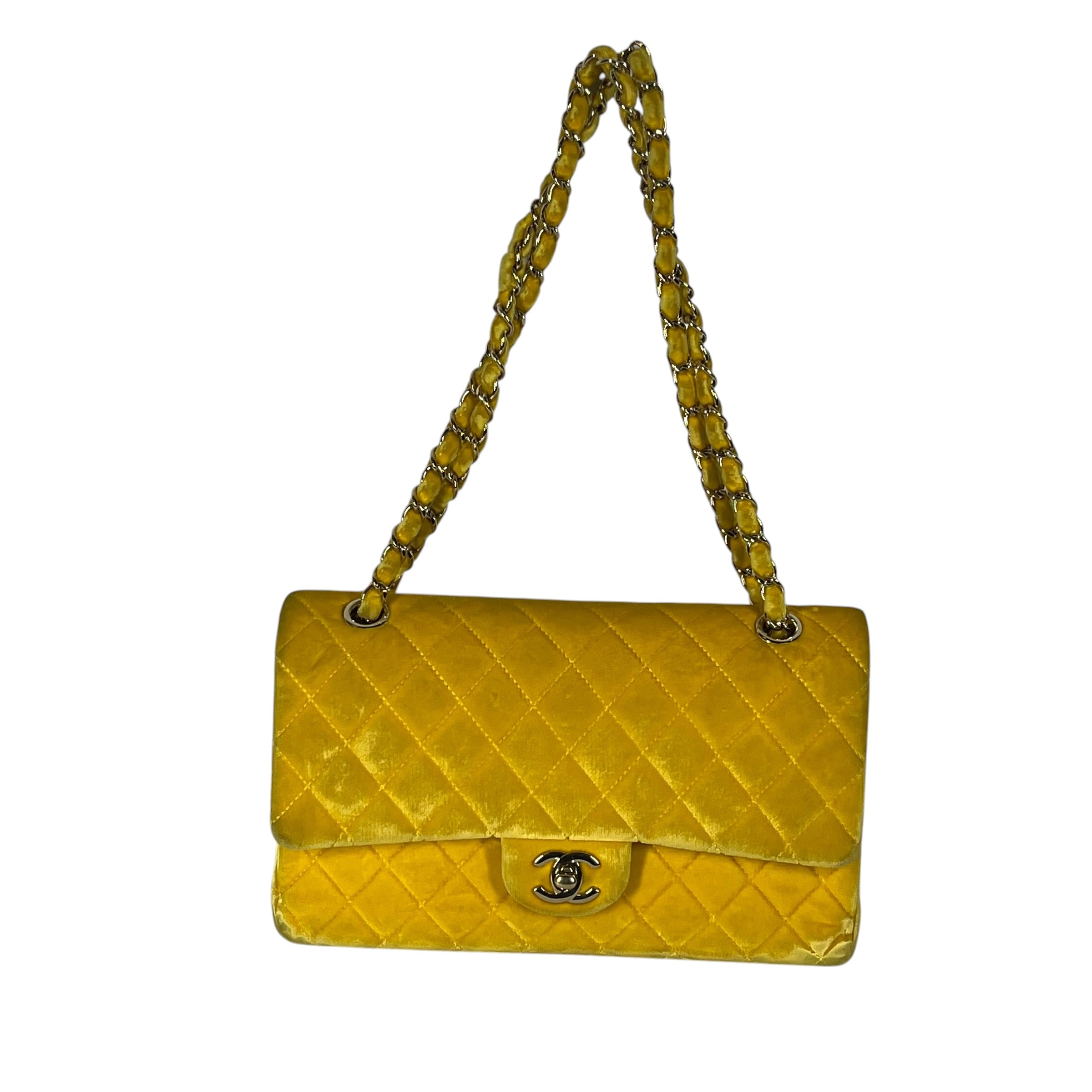 CHANEL/Bag/Velour/YEL/VELVET CC FLAP view 1