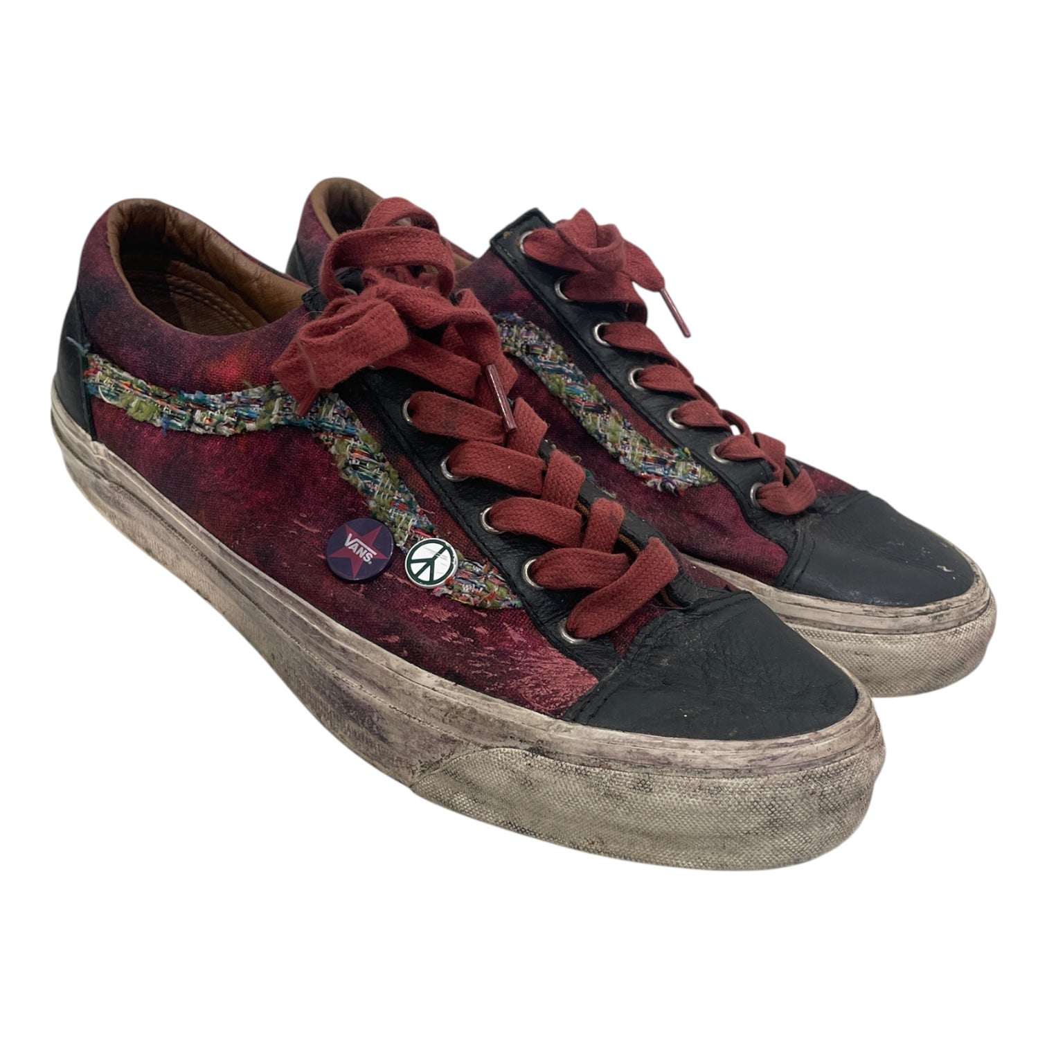 VANS/Low-Sneakers/US 13/All Over Print/Cotton/MLT/VANS RED BLK OLD SKL WITH PINS view 1