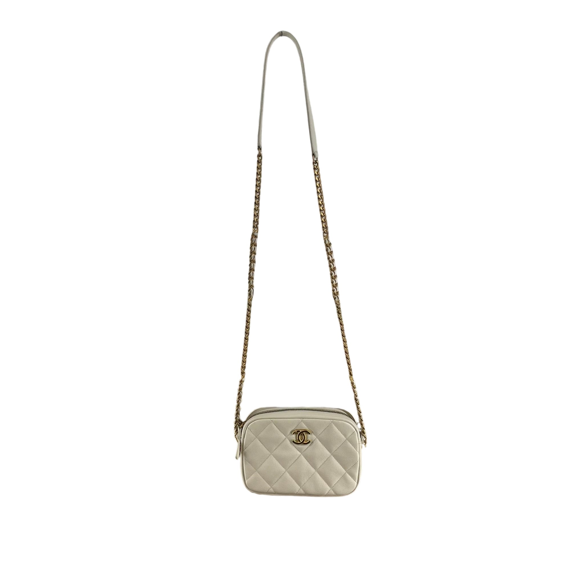CHANEL/Cross Body Bag/Leather/WHT/KJHGTA91/GLD STRAP view 1