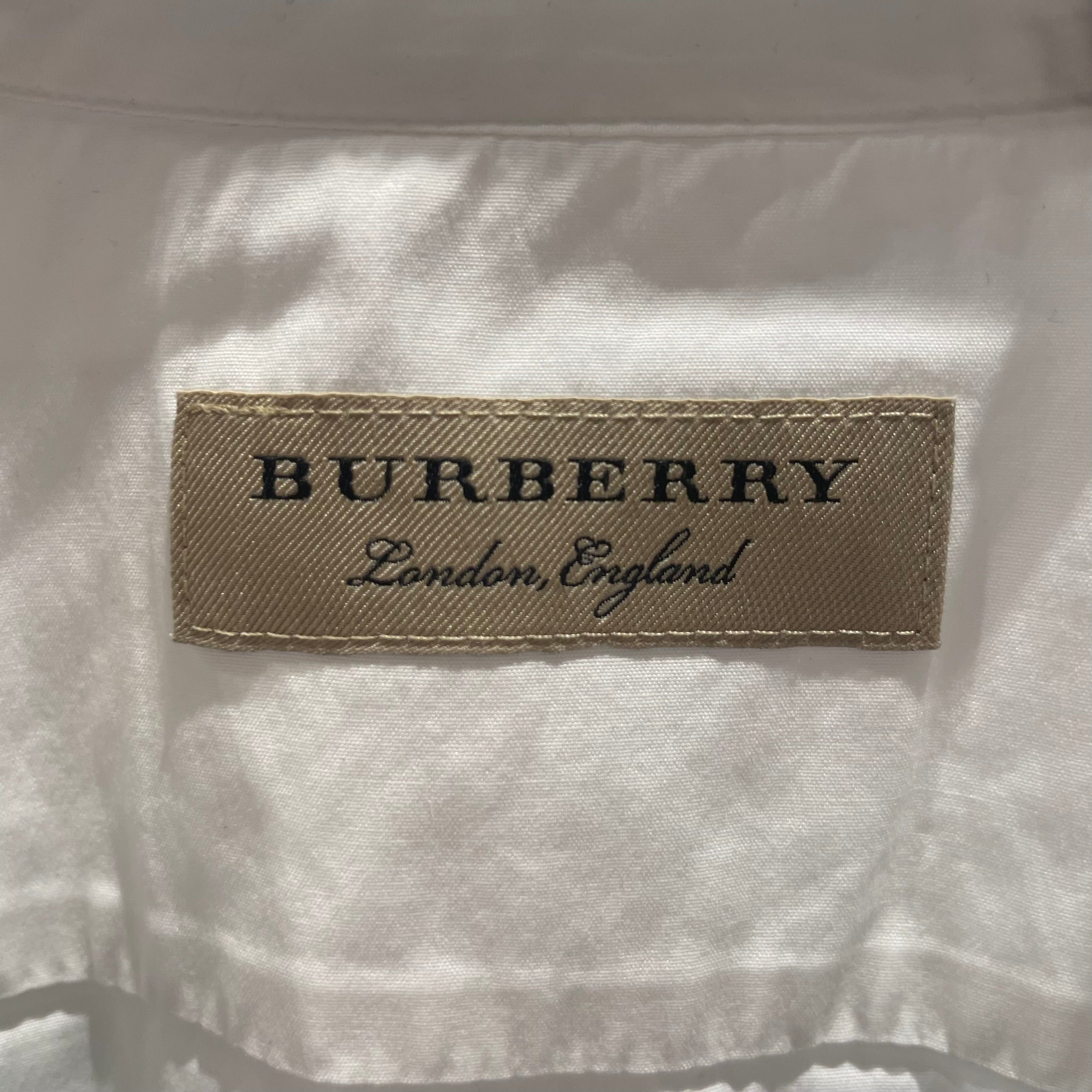 BURBERRY LONDON/Flannel Shirt/M/Cotton/WHT/Burberry Embroidered Stripe view 3