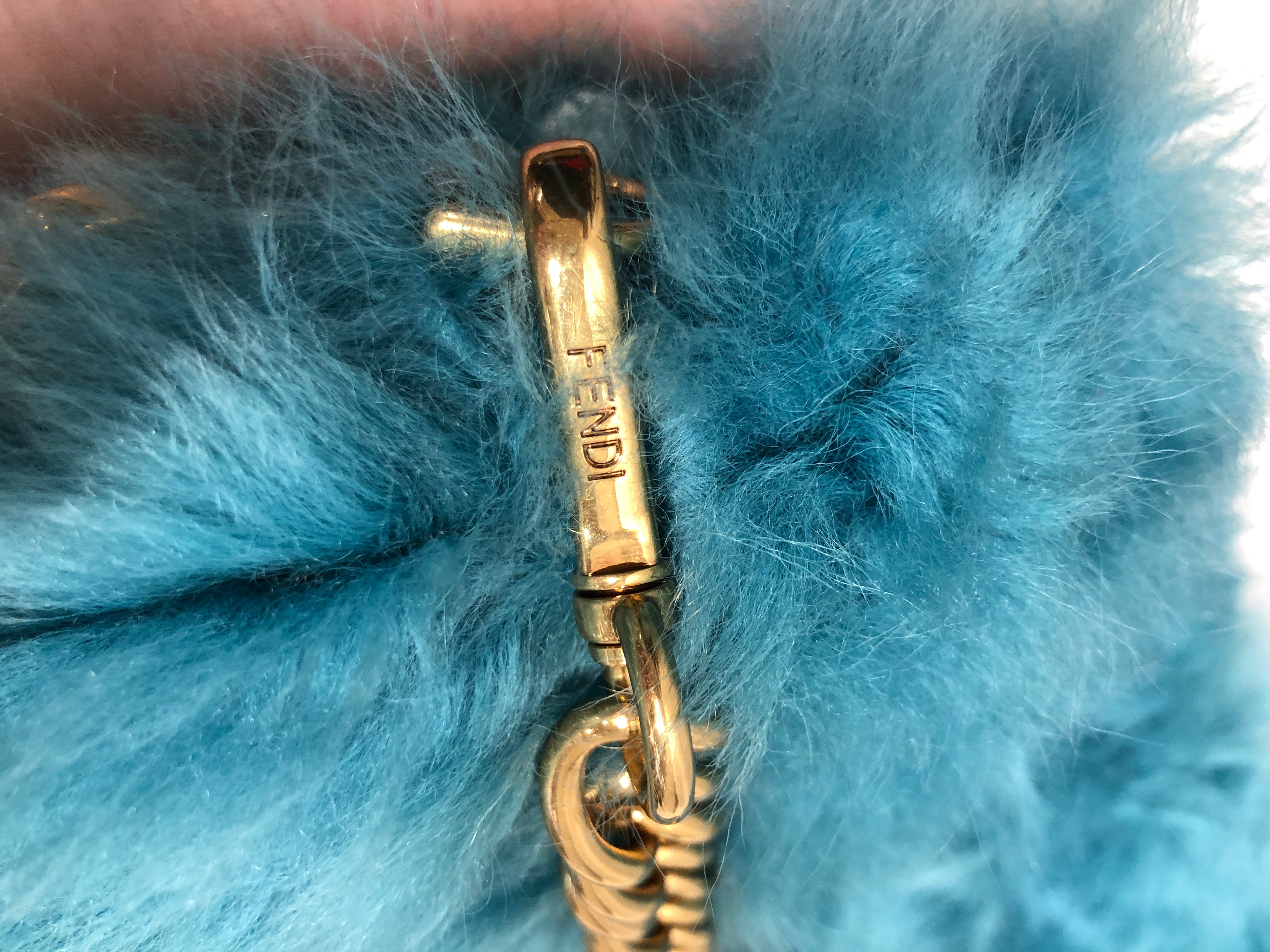 FENDI/Bag/BLU/furry teal bag view 4