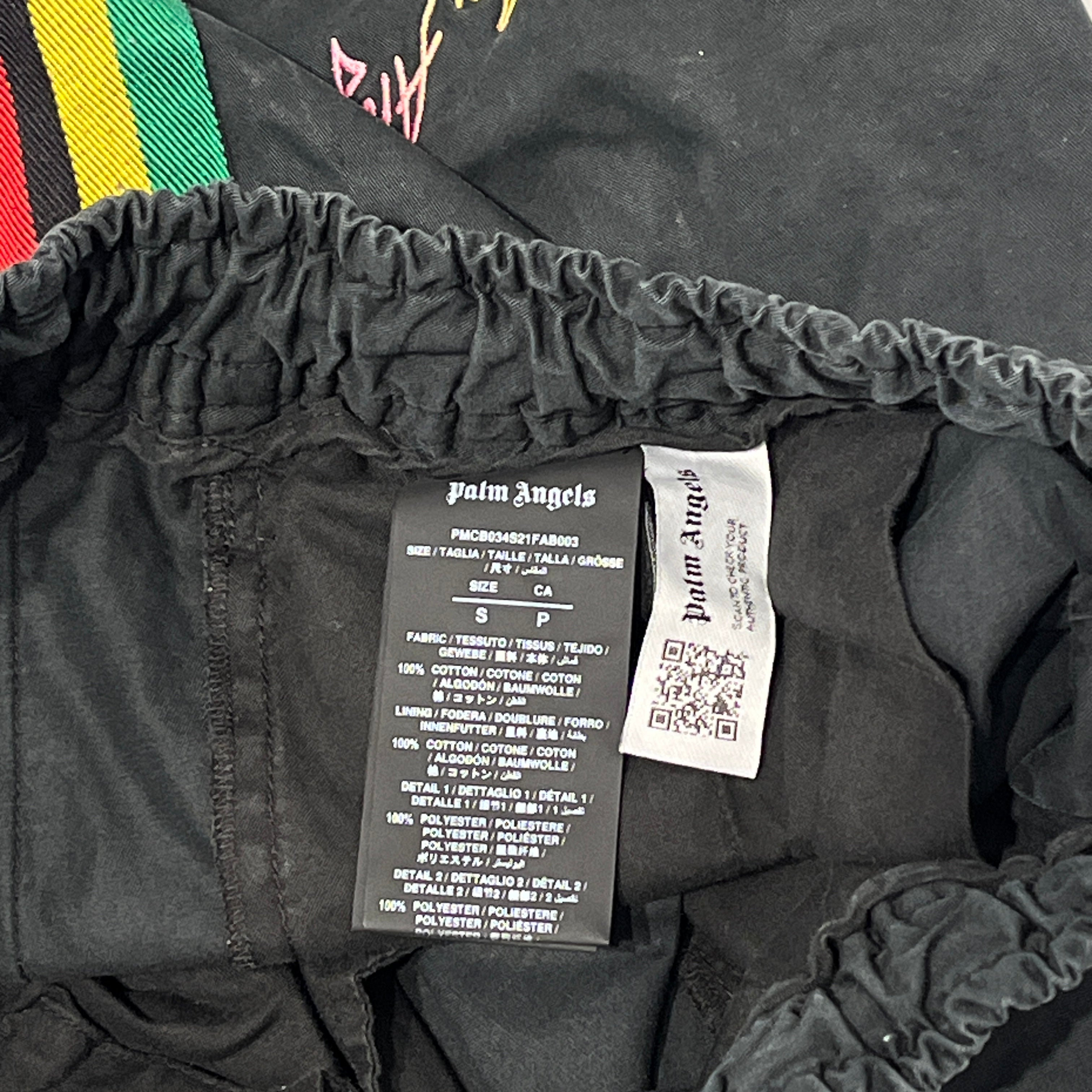 Palm Angels/Shorts/S/Cotton/BLK/Stripe/GREEN STRIPE view 6