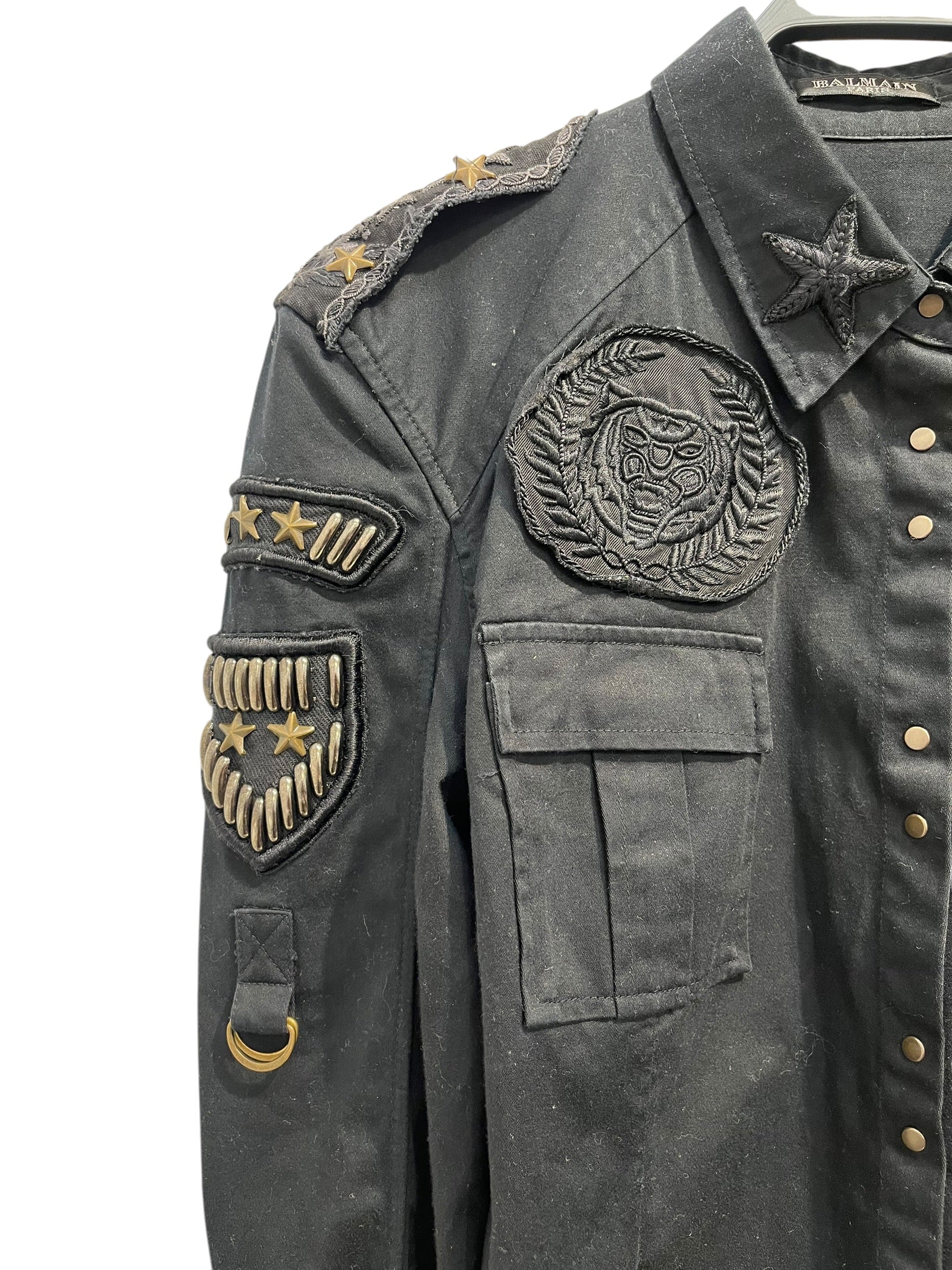 BALMAIN/Military Jkt/38/Cotton/BLK/STUDDED STAR SHOULDERS view 4