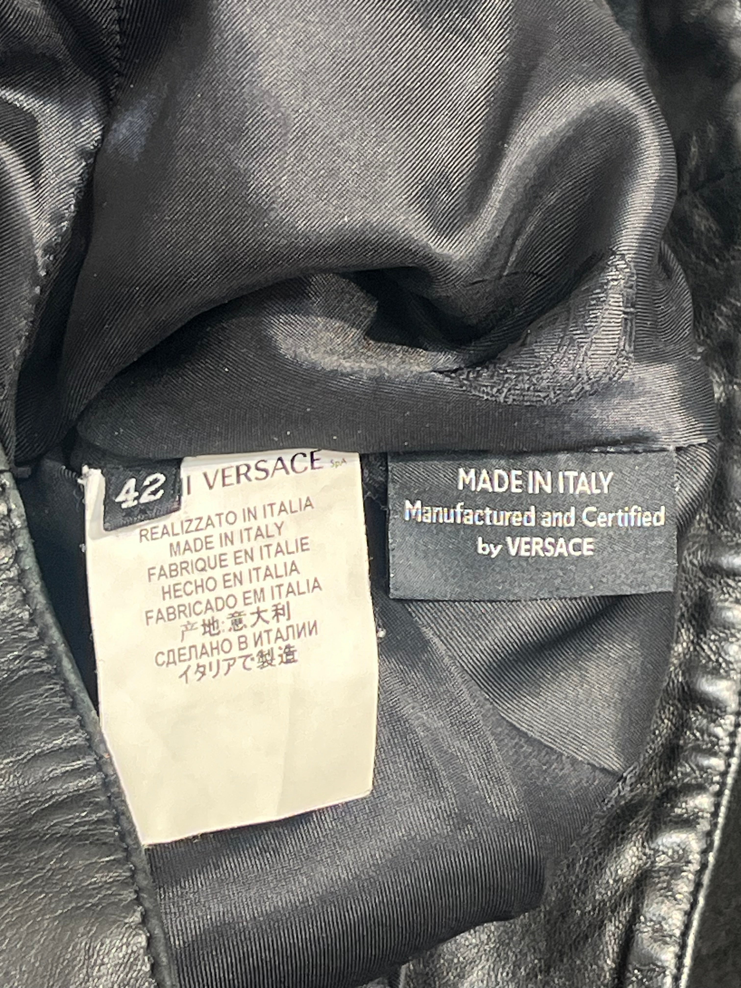 VERSACE/Leather Jkt/S/Leather/BLK/leather and suede slight stain view 4