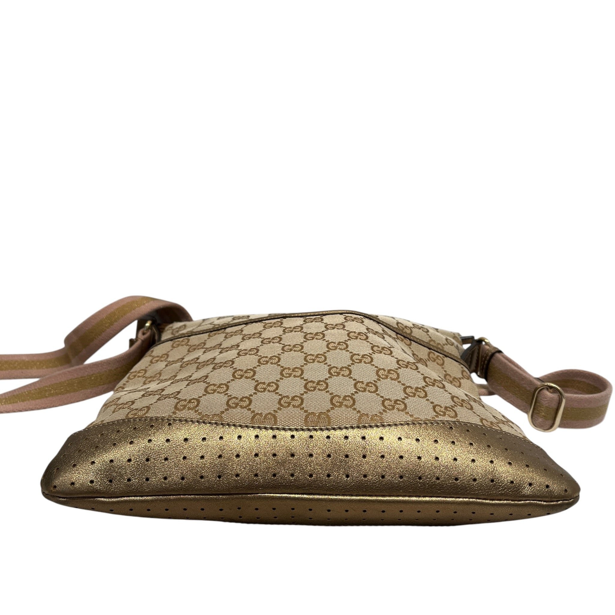 GUCCI/Cross Body Bag/Monogram/Cotton/BEG/MESSENGER BAG GOLD HIGHLIGHTS view 3