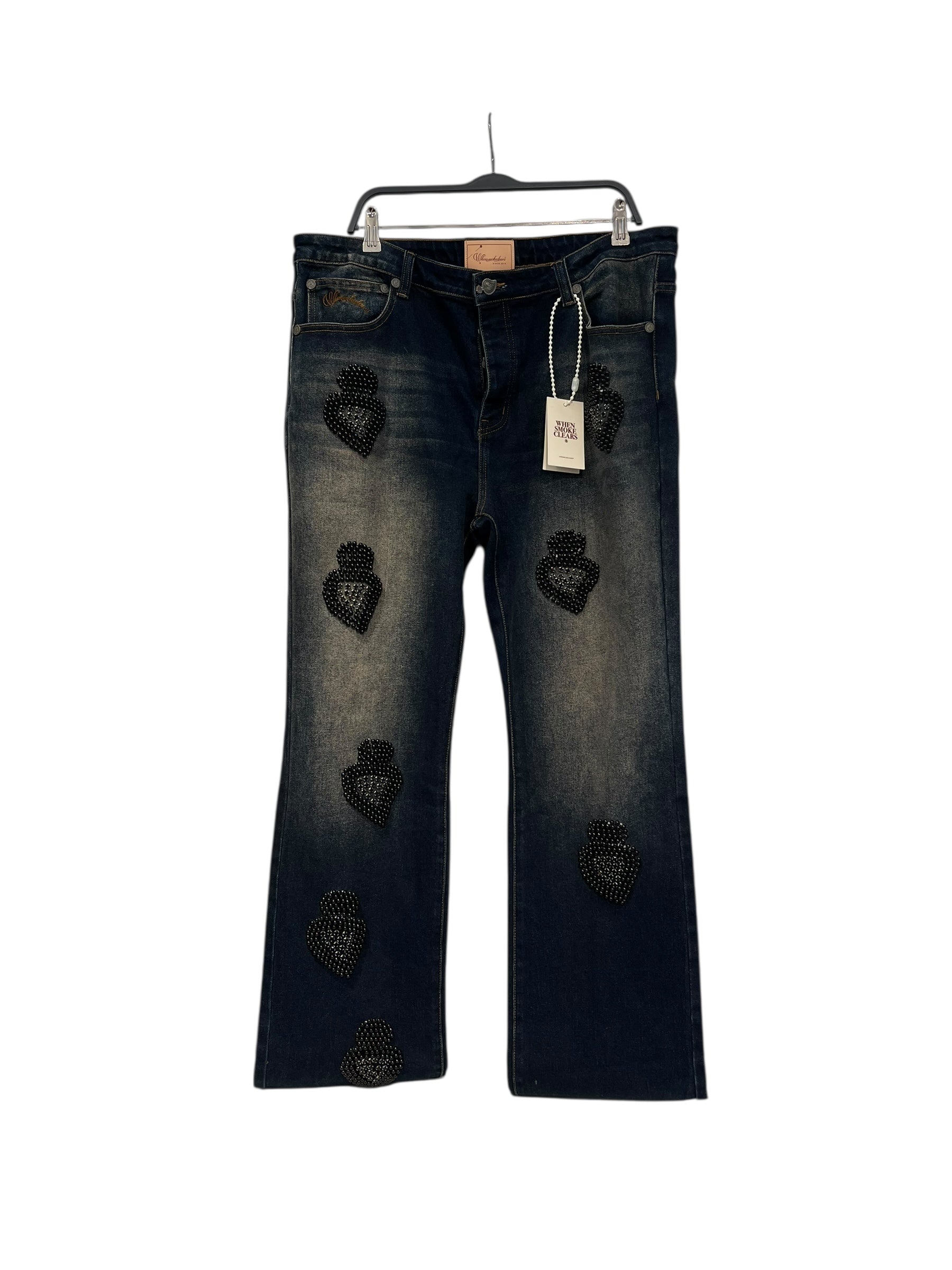 WHEN SMOKE CLEARS/Pants/42/Cotton/IDG/Graphic/beaded hearts view 1