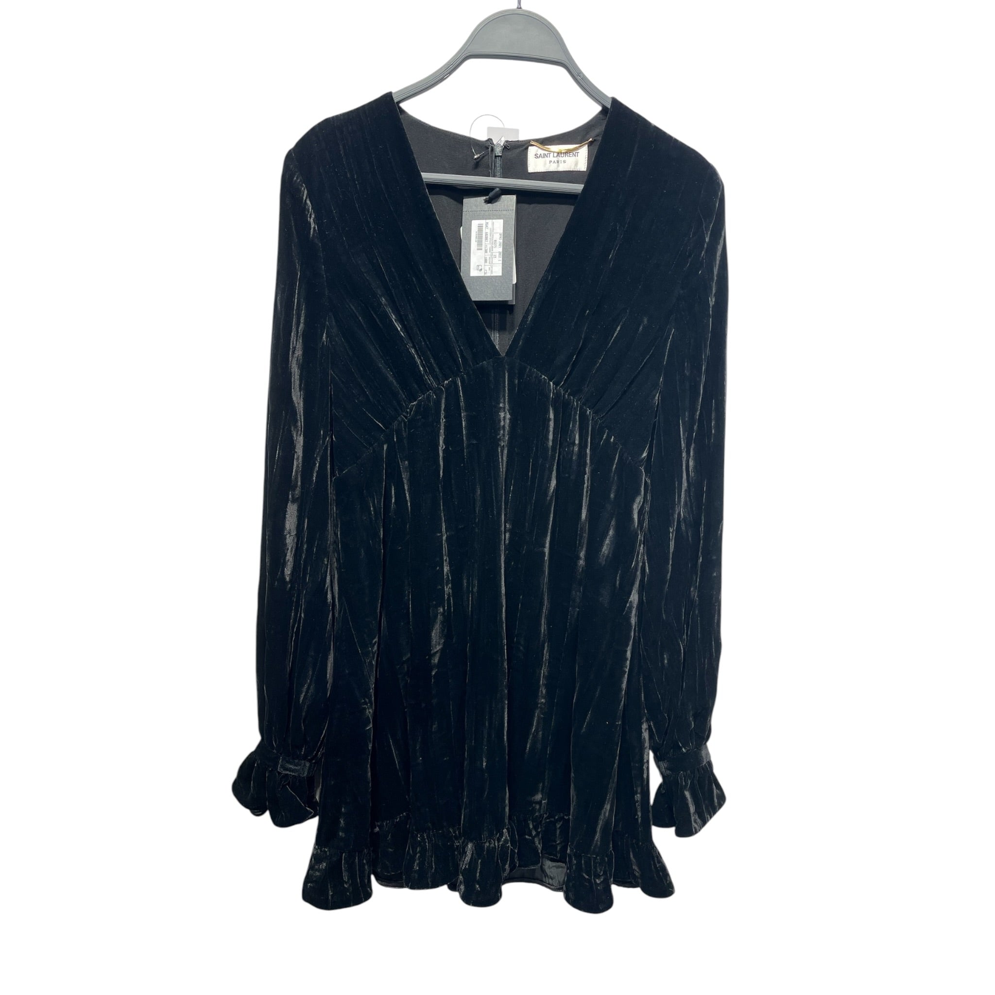 SAINT LAURENT/Dress/36/Velour/BLK/Mini Length/Velvet Mini Dress view 1