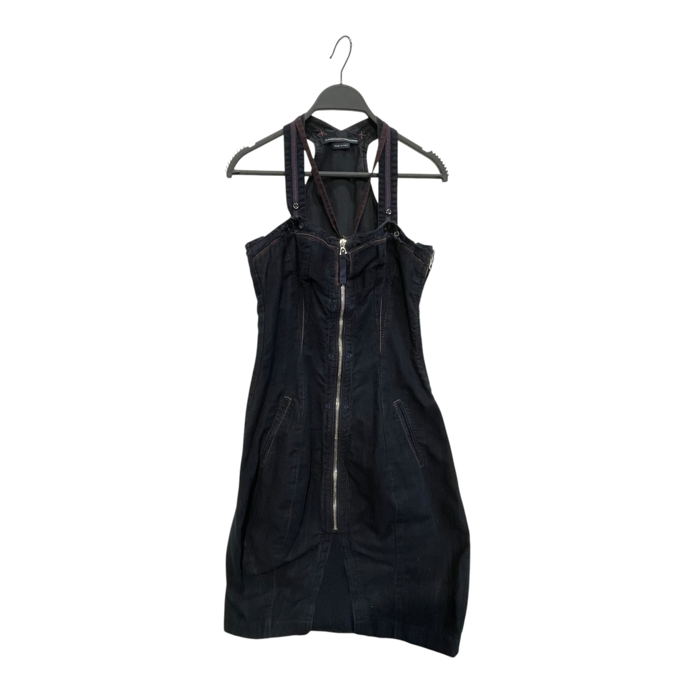 MARITHE FRANCOIS GIRBAUD/SL Dress/M/Stripe/Cotton/NVY/ZIP UP STITCH DRESS view 1